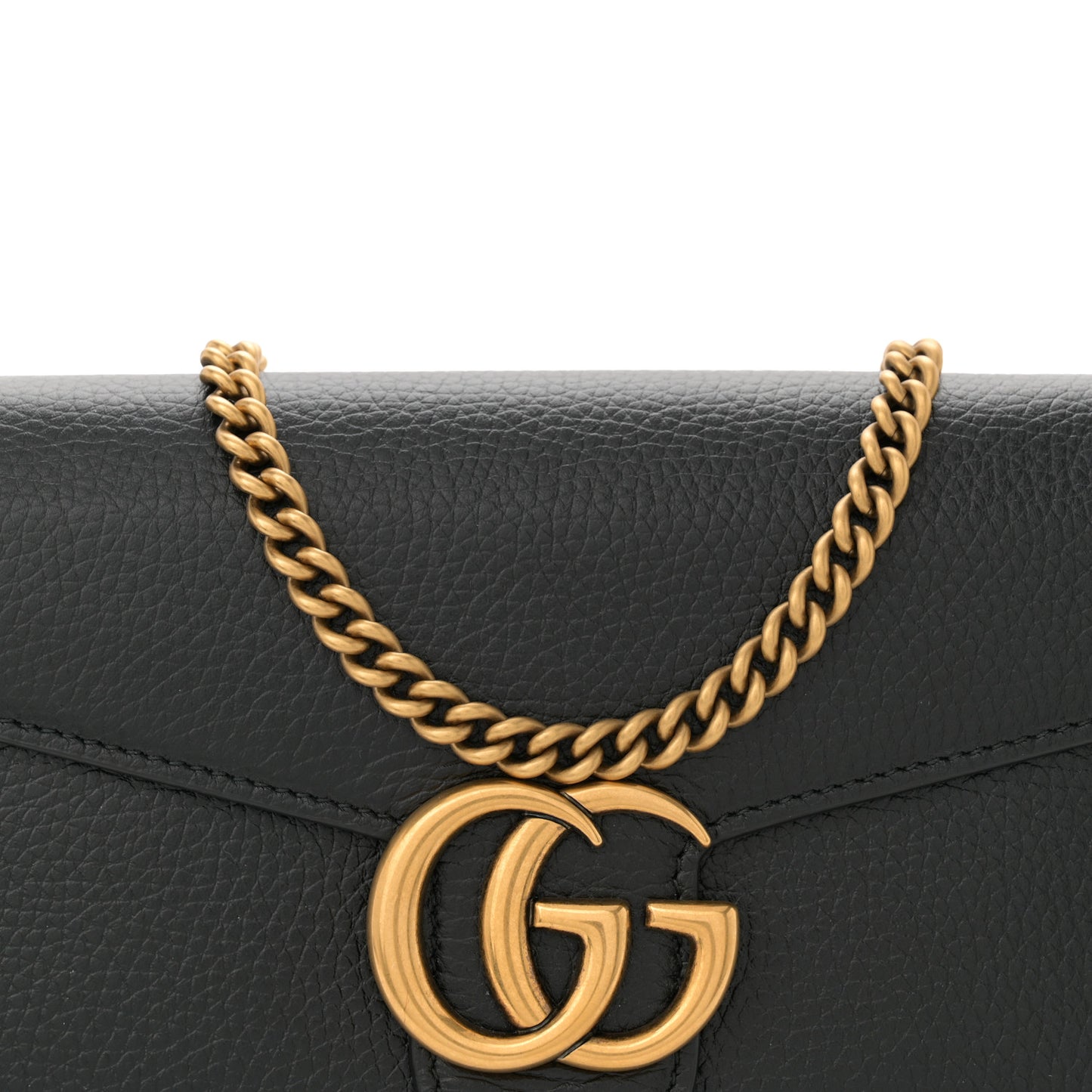 Calfskin GG Marmont Chain Wallet Black