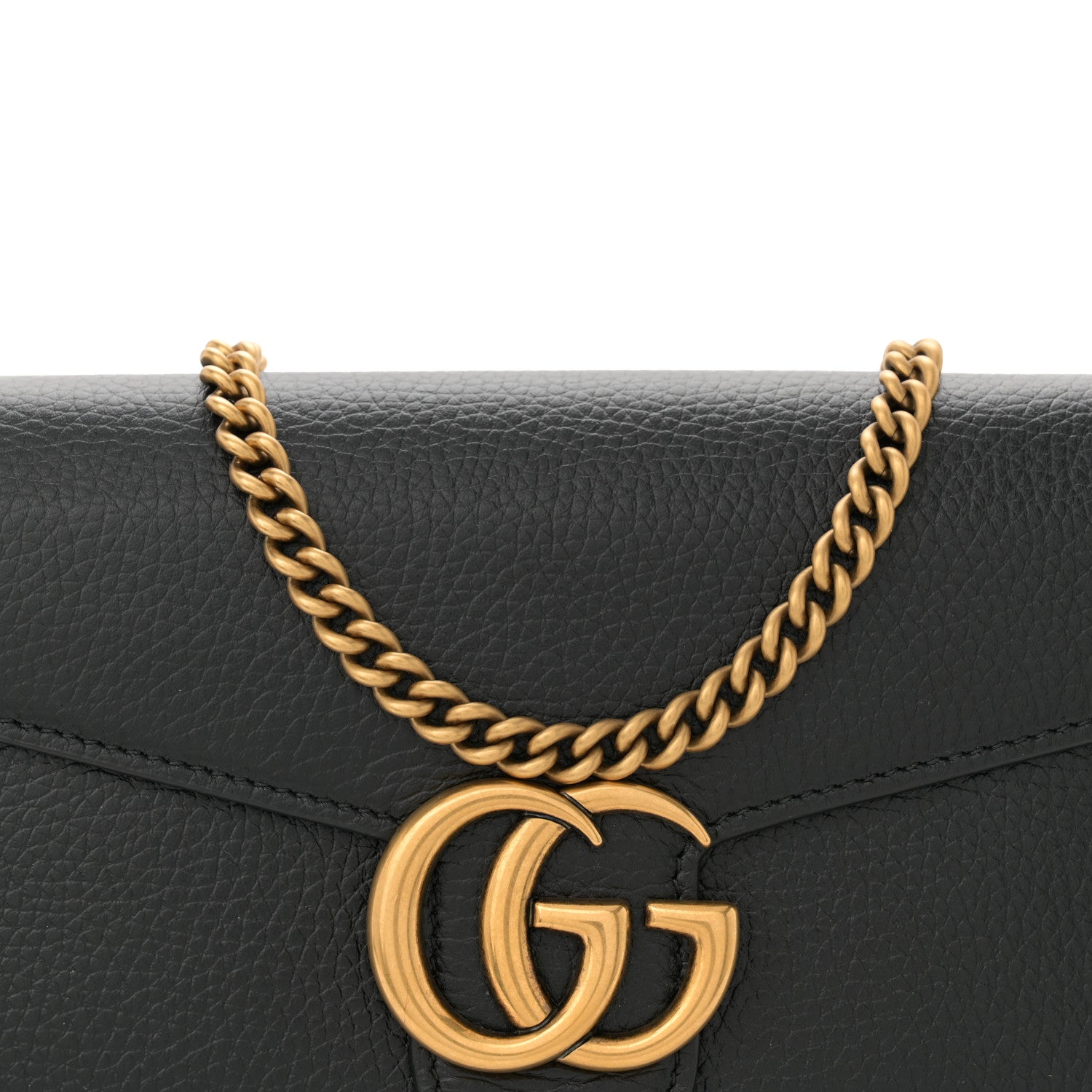 Gucci Calfskin GG Marmont Chain Wallet Black 9 of 12
