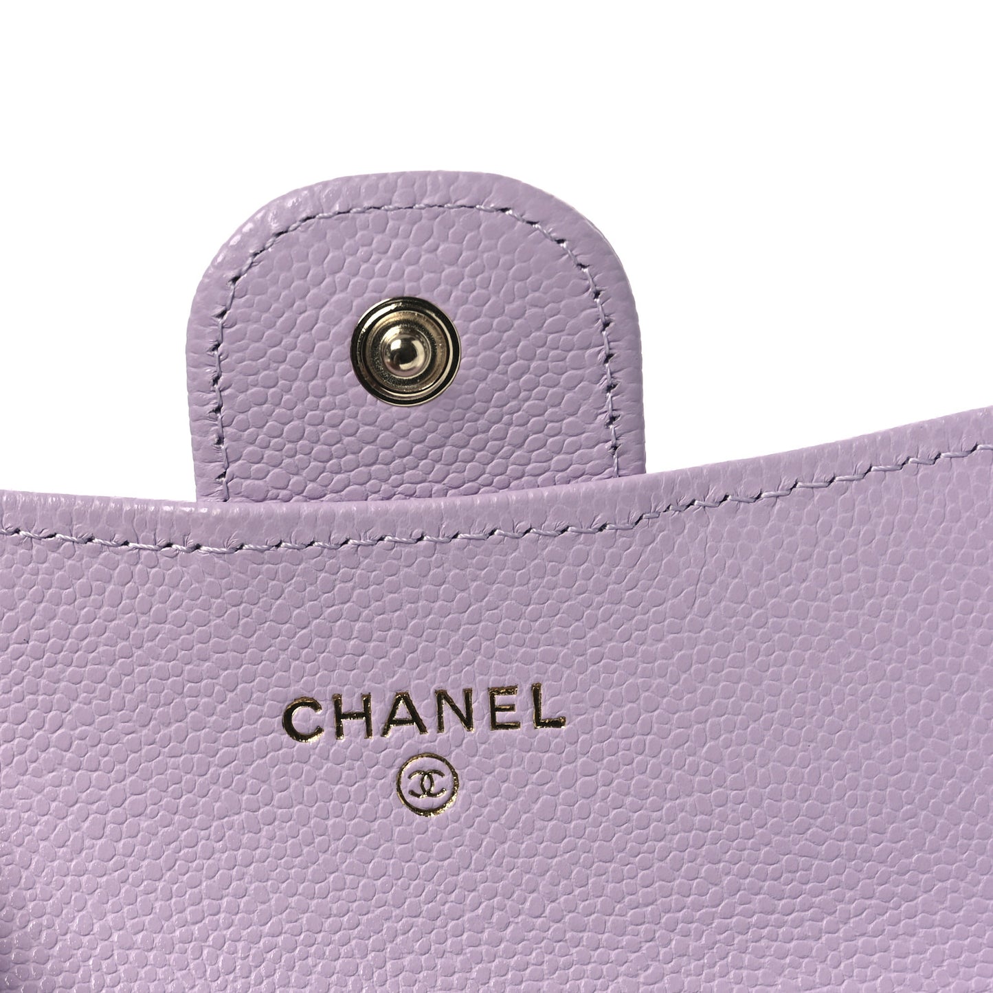 Caviar Quilted Flap Card Holder Wallet Light Purple