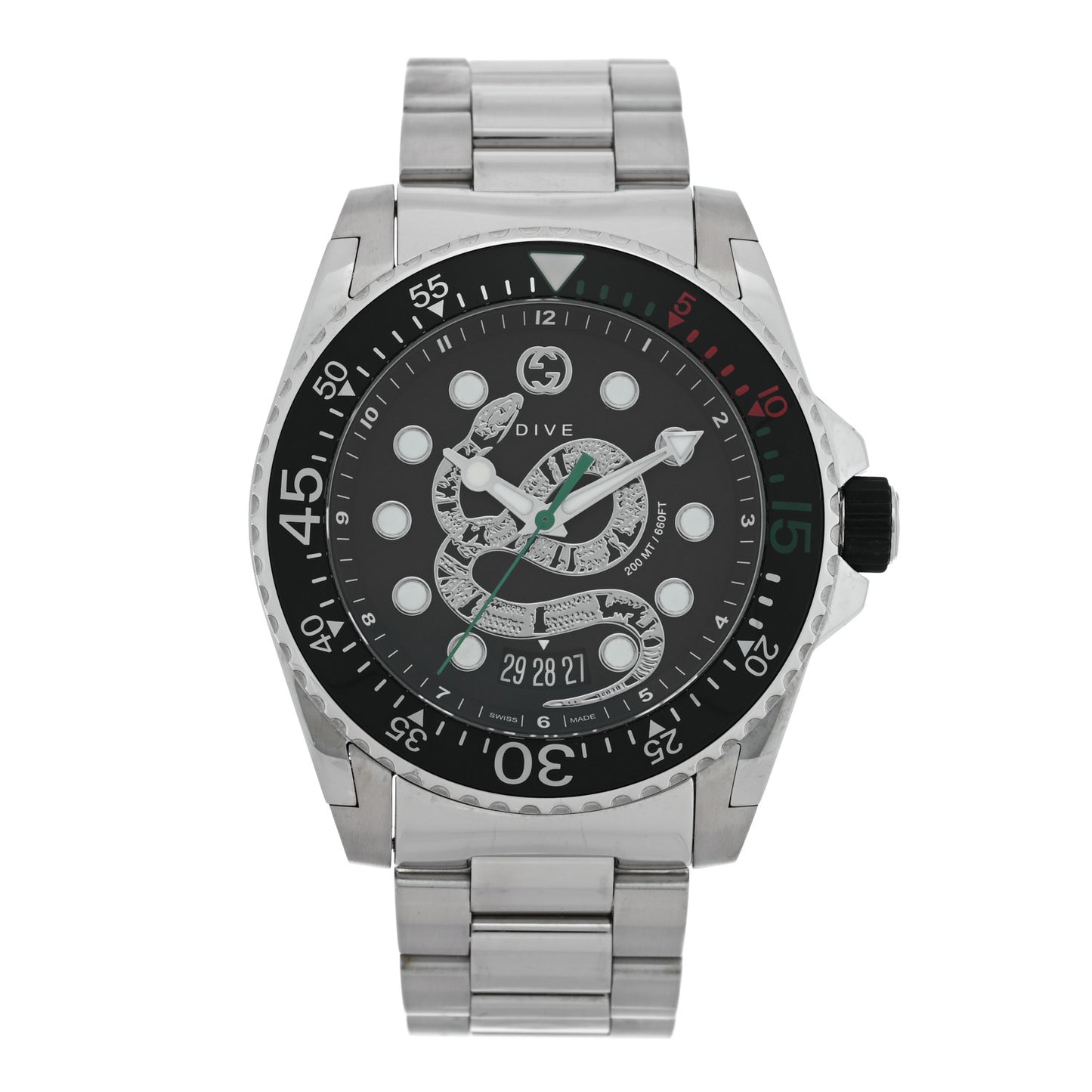 Stainless Steel 45mm Dive Snake Quartz Watch Black