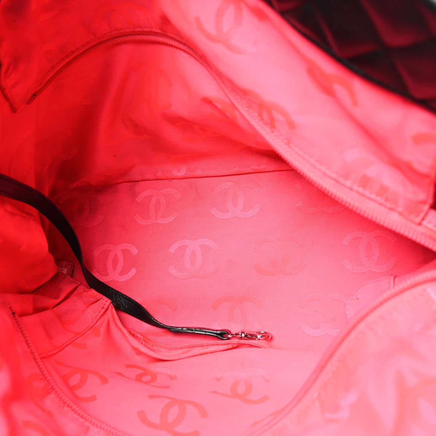 Calfskin Quilted Large Cambon Tote Black