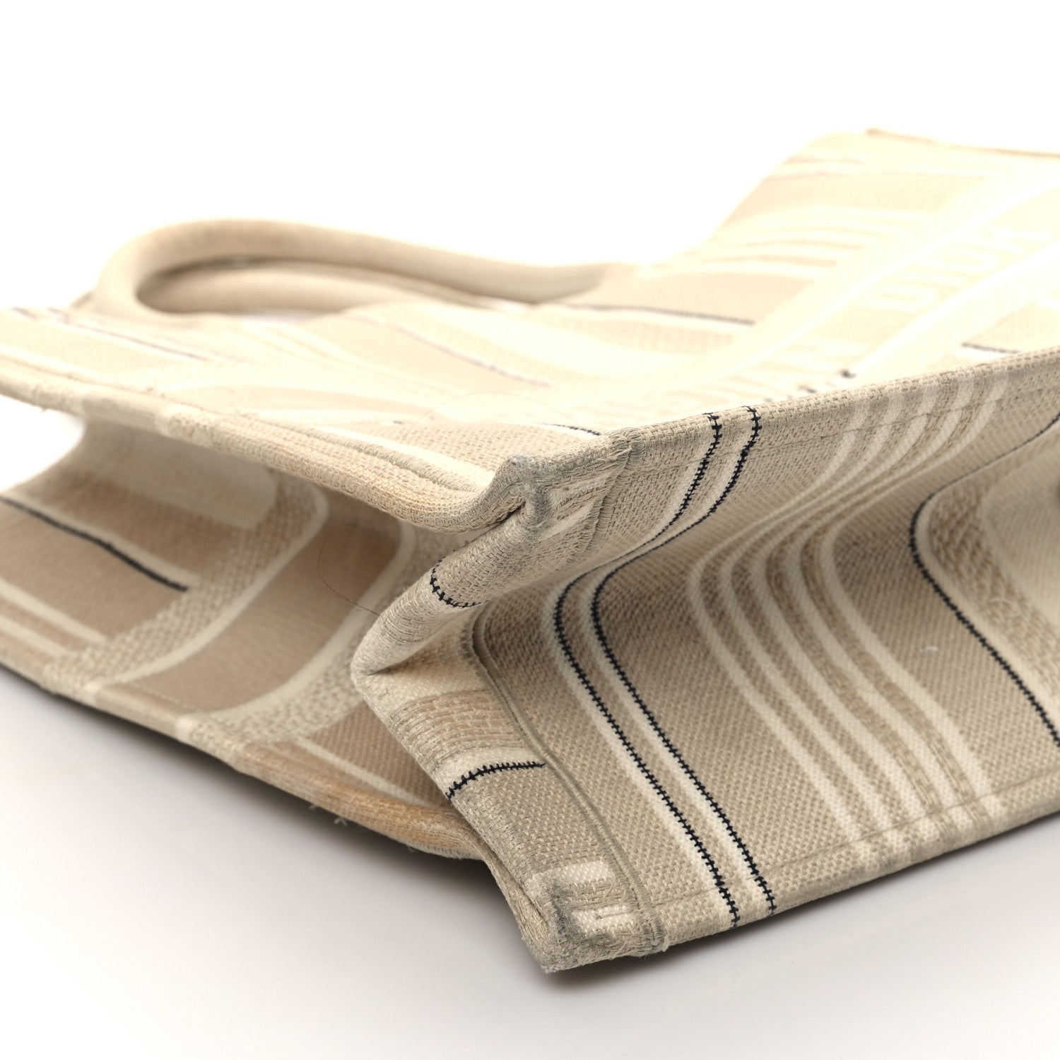 Christian Dior Canvas Embroidered Large Stripes Book Tote Beige 9 of 14