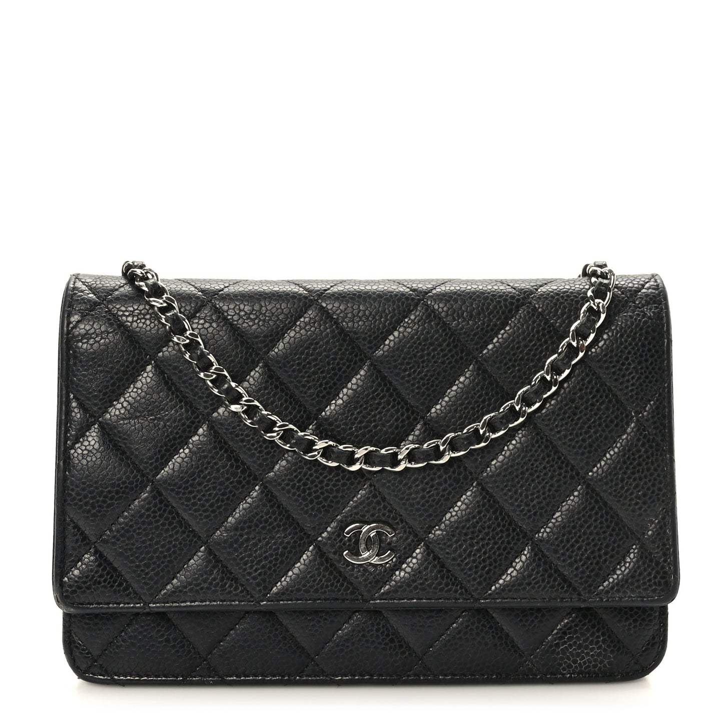 Caviar Quilted Wallet on Chain WOC Black