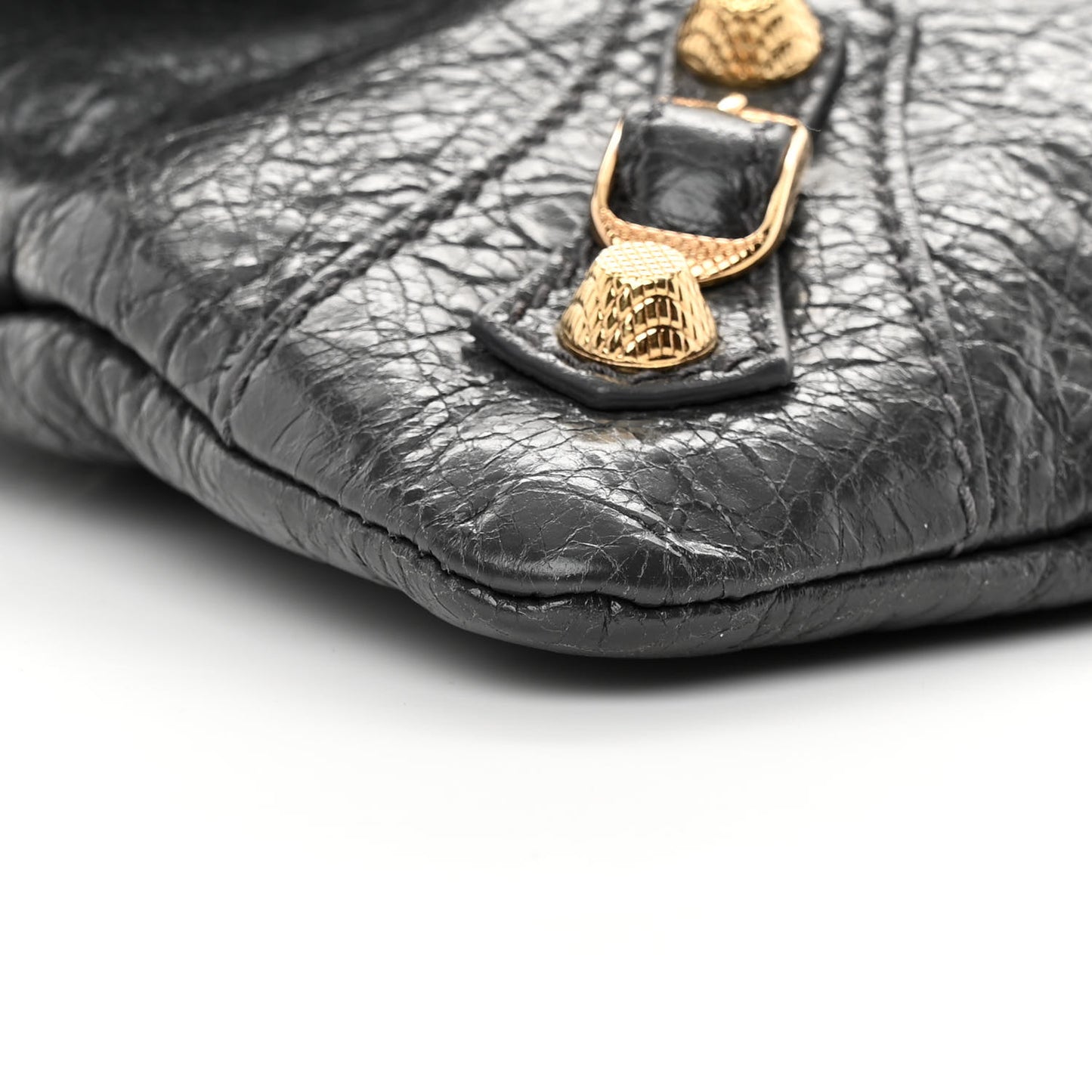 Agneau Giant 12 Gold Hardware Envelope Strap Clutch Gris Fossile