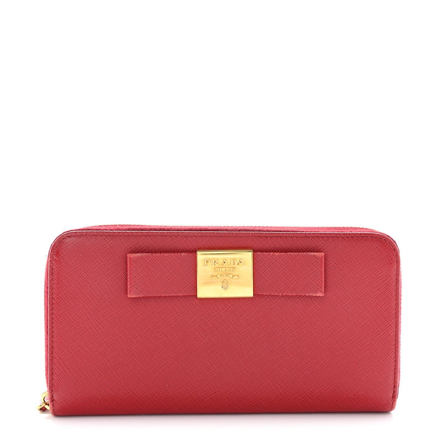 Saffiano Fiocco Bow Zip Around Wallet Fuoco