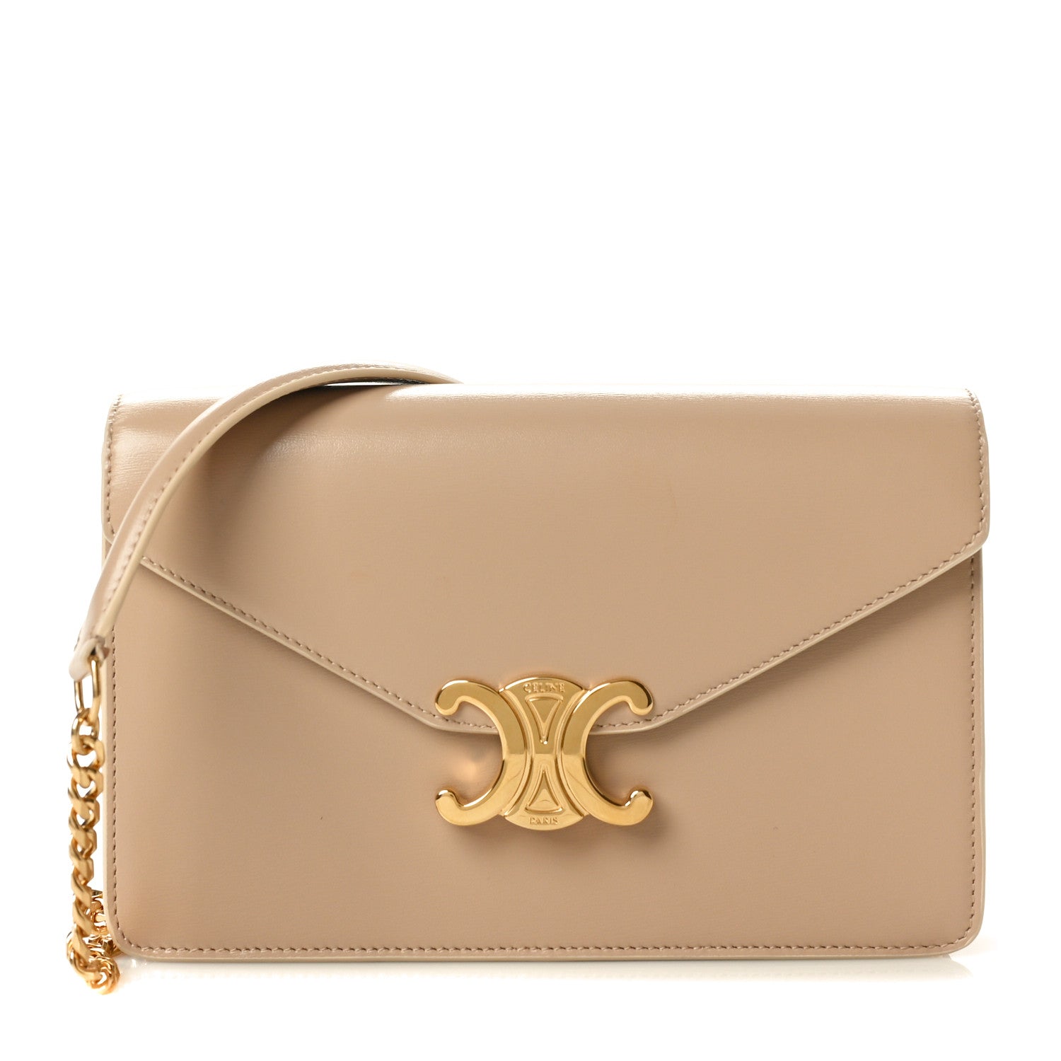 Celine Shiny Calfskin Triomphe Margo Wallet on Chain Nude 1 of 10