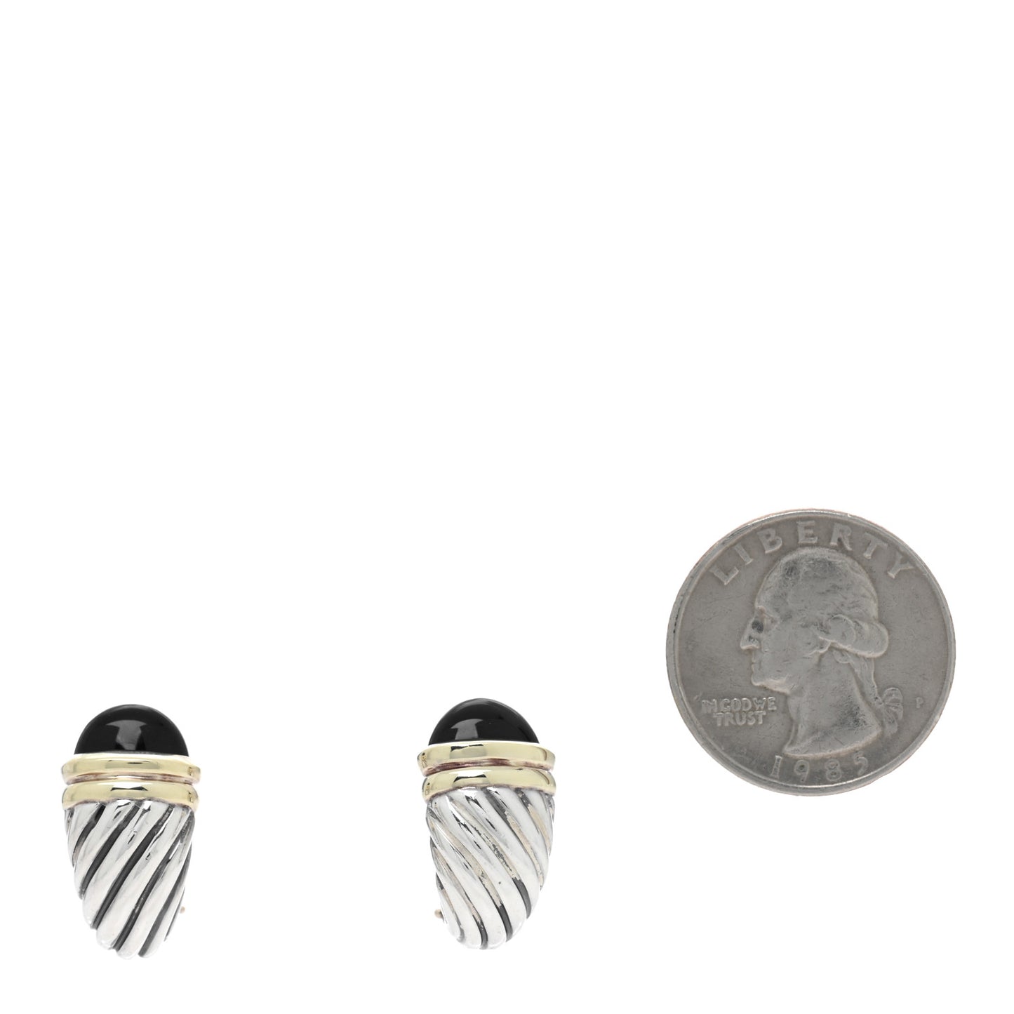 Sterling Silver 14K Yellow Gold Black Onyx Capri Shrimp Earrings