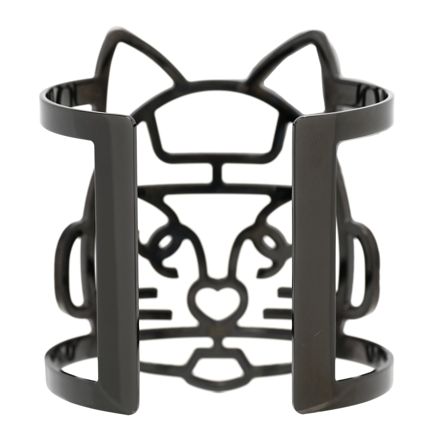 Strass Crystal CC Emoji Robot Cat Cuff Blue
