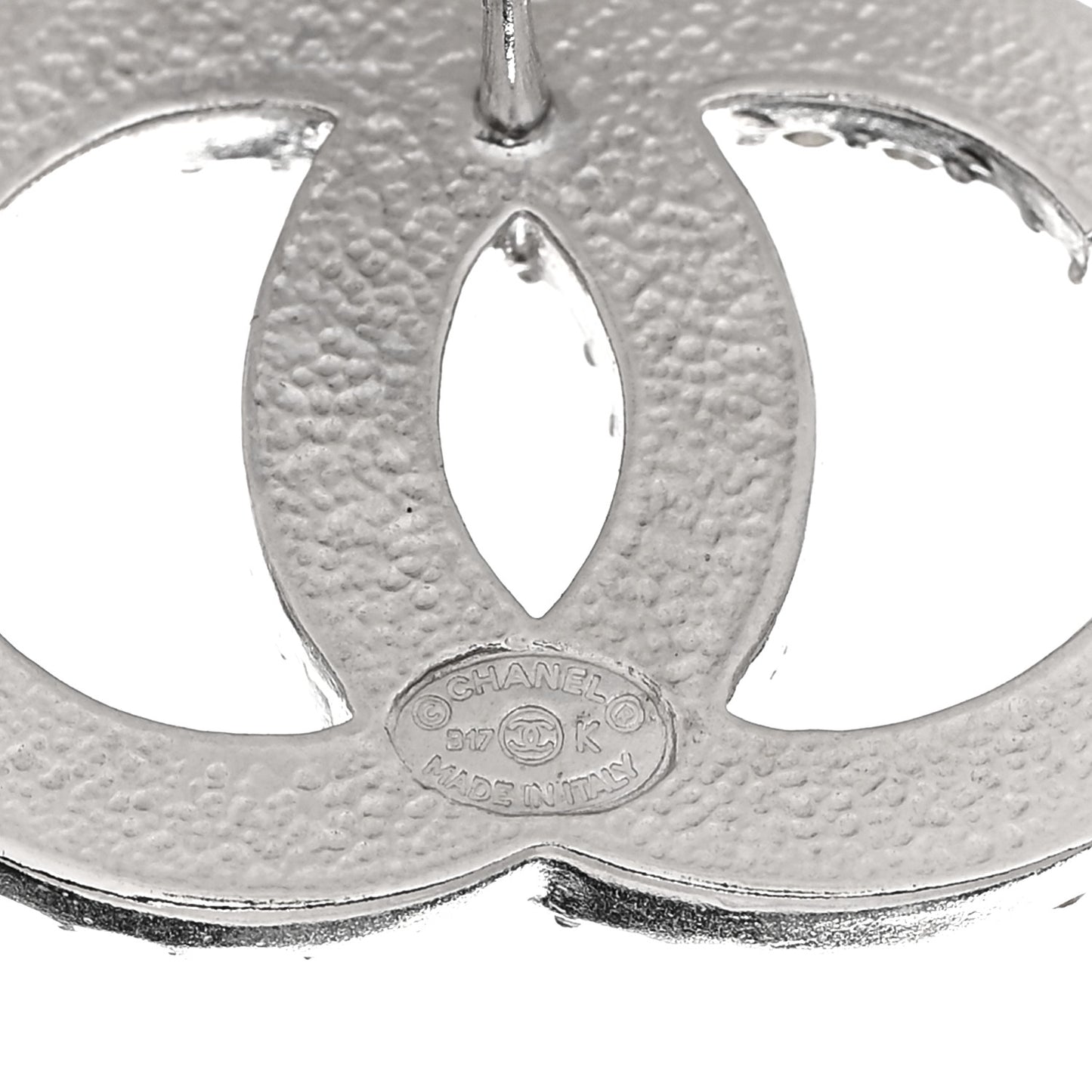 Crystal Large CC Earrings Silver