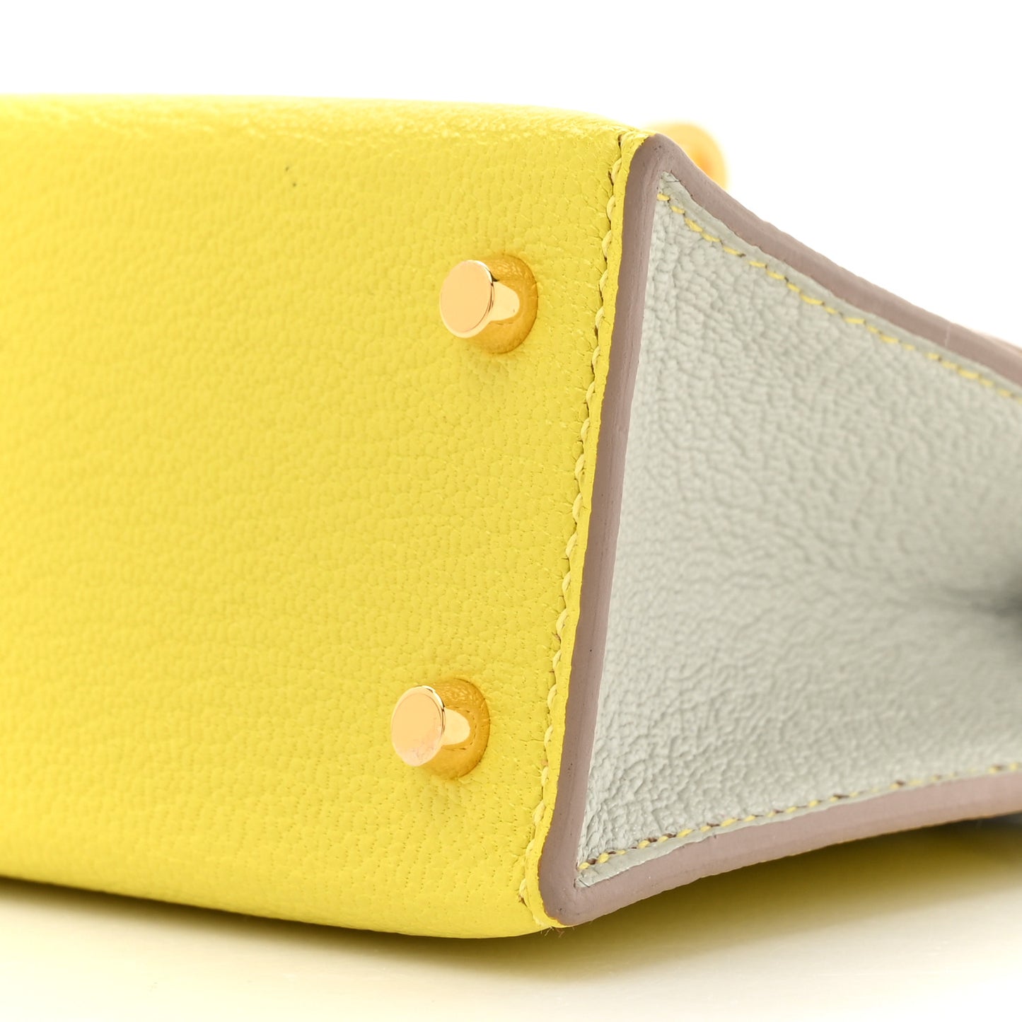 Chevre Mysore Horseshoe Mini Kelly Sellier 20 Lime Gris Perle