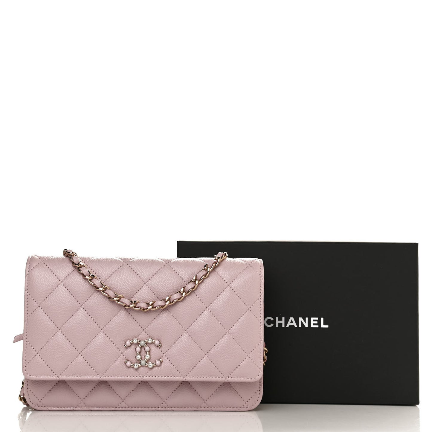 Caviar Quilted Coco Candy Wallet On Chain WOC Light Pink