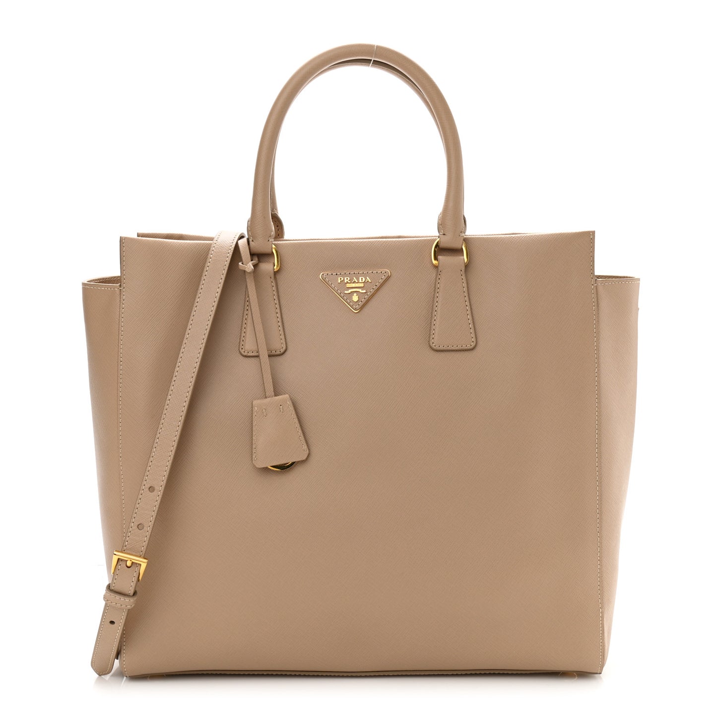 Saffiano Lux Double Handle Shopping Tote Sabbia