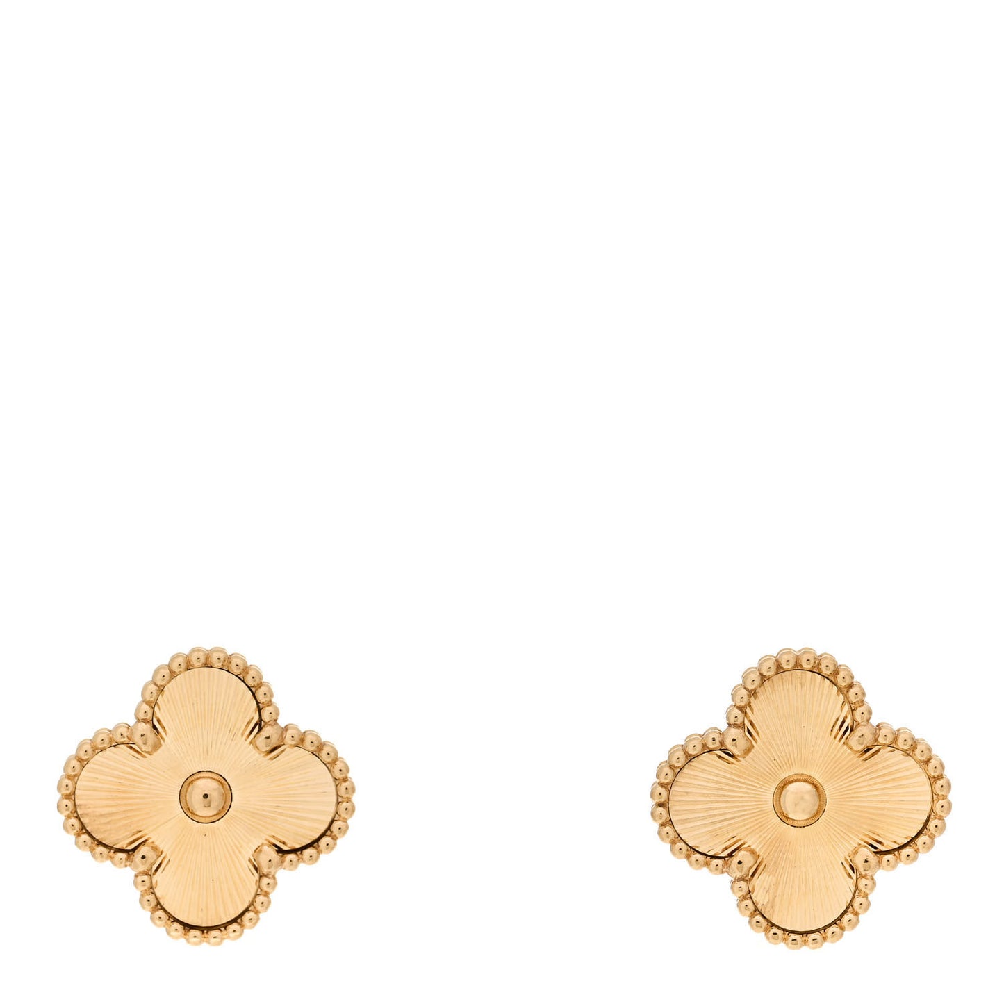 18K Yellow Gold Guilloche Vintage Alhambra Earrings