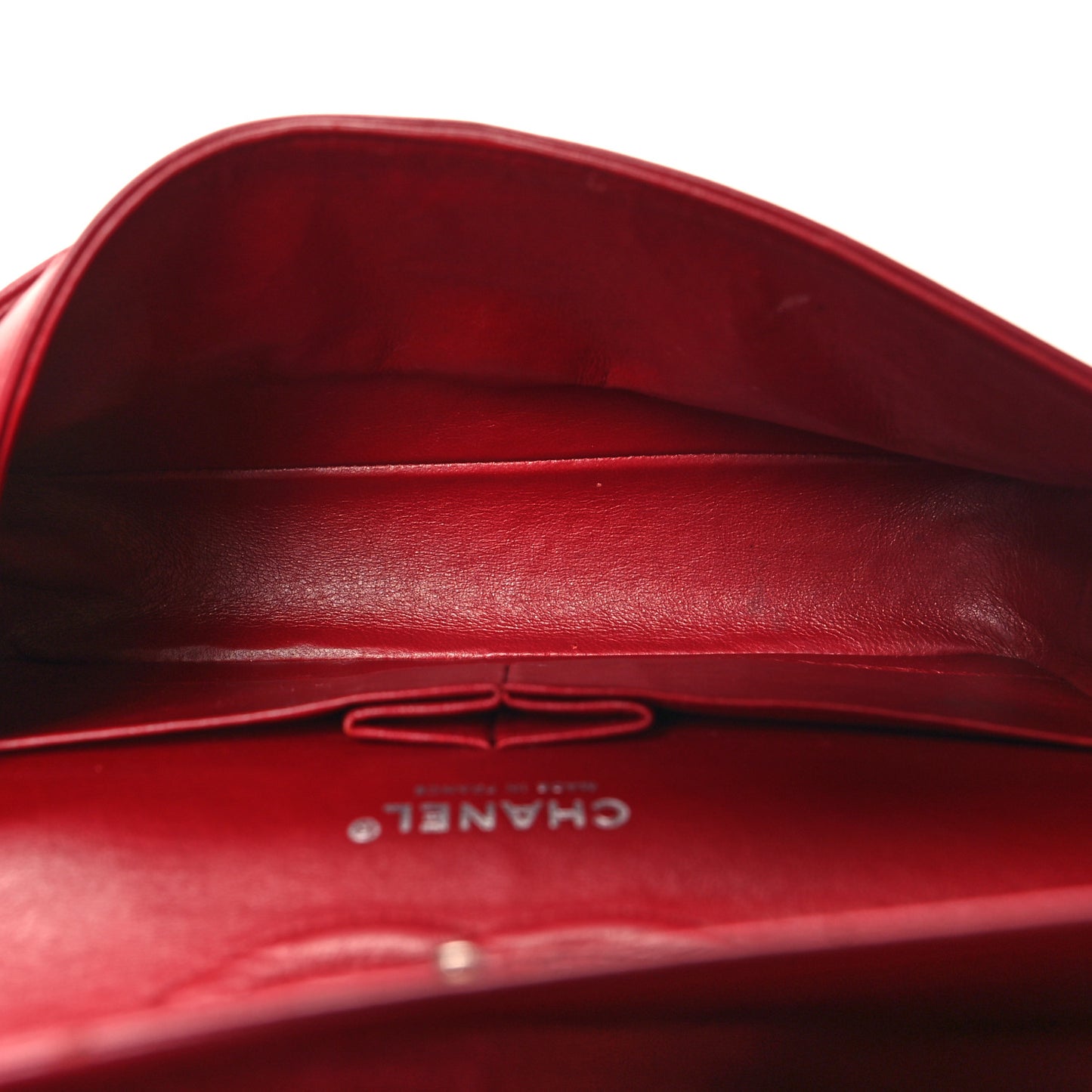 Glazed Lambskin Quilted Medium Double Flap Bijoux Chain Red