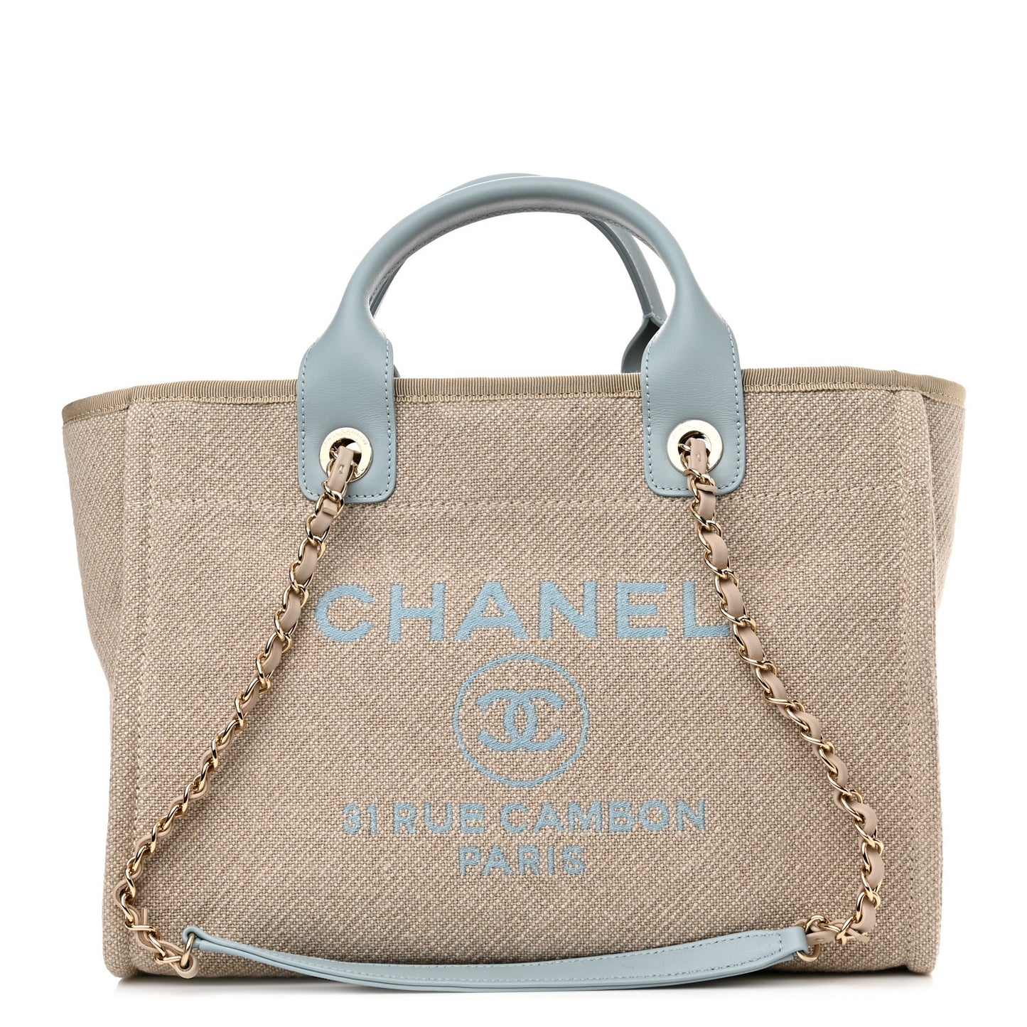 Mixed Fibers Small Deauville Tote Blue Beige