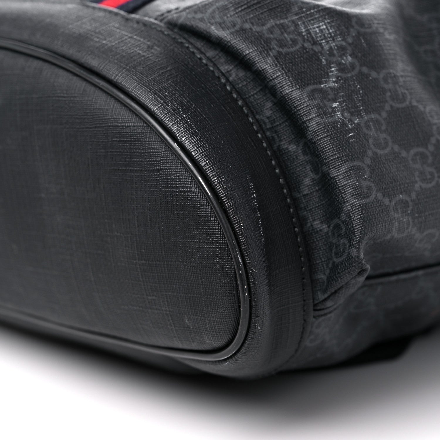 Gucci Soft GG Supreme Monogram Calfskin Web Double Buckle Backpack Black 8 of 19