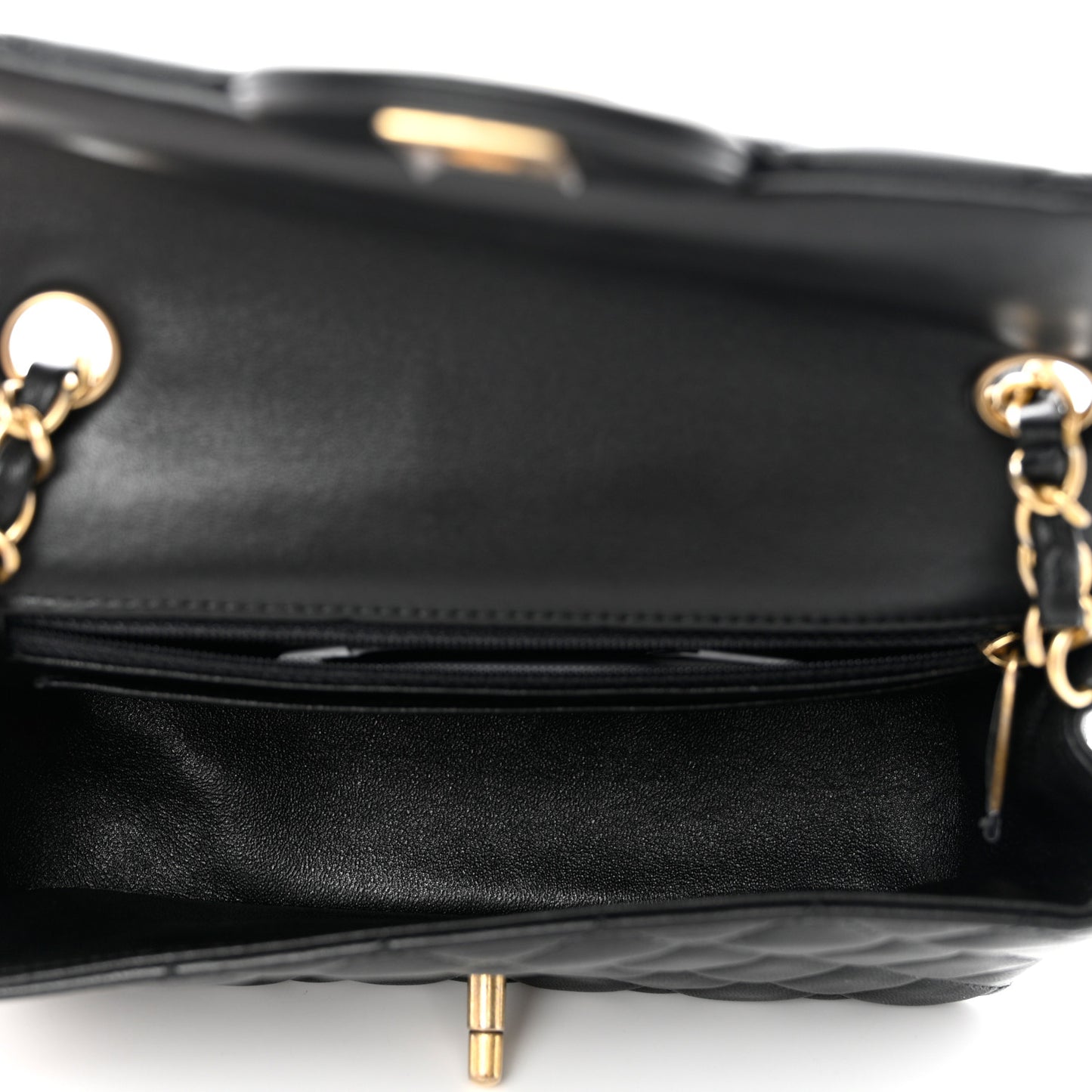 Lambskin Quilted Mini Rectangular Flap Black