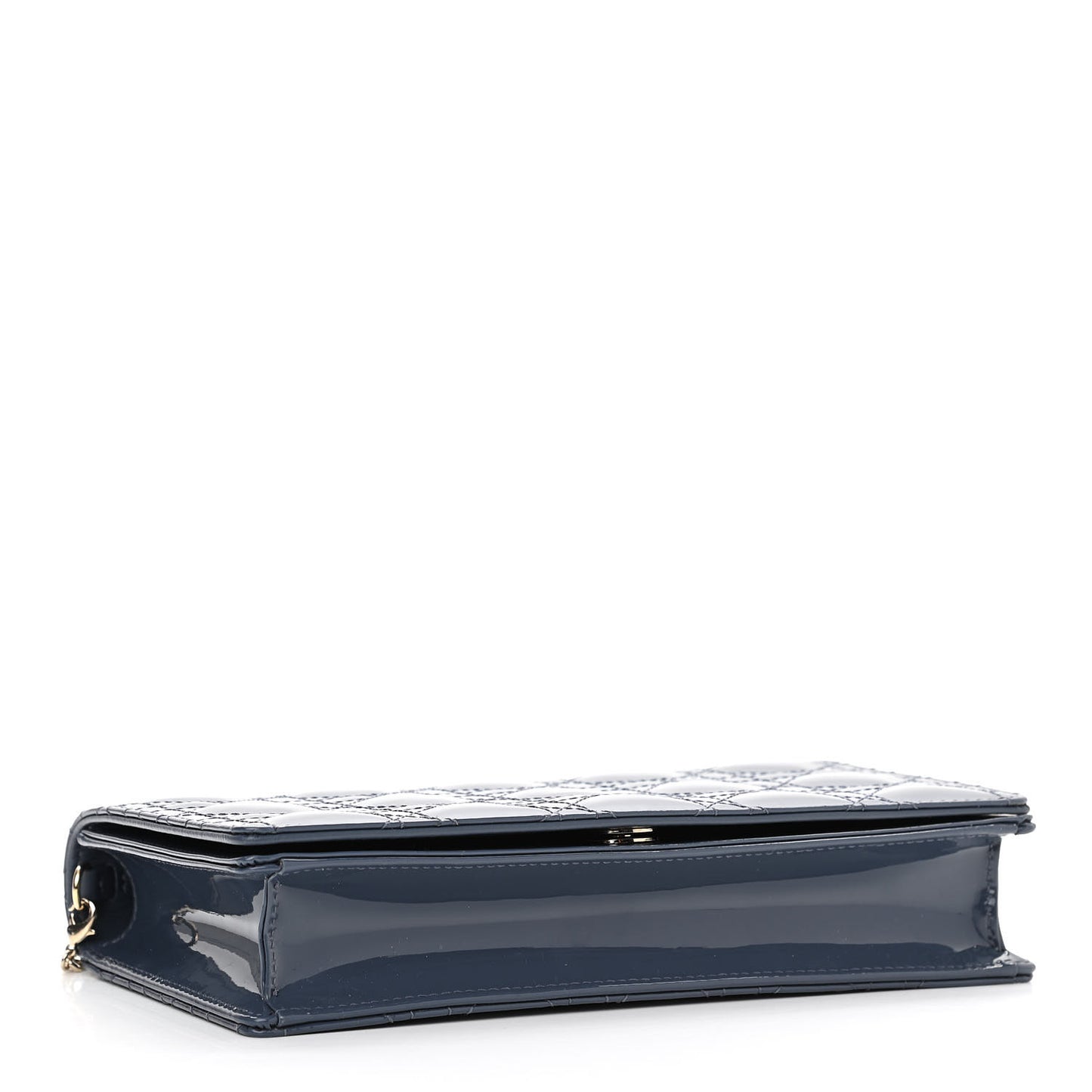 Patent Cannage Lady Dior Clutch Denim Blue