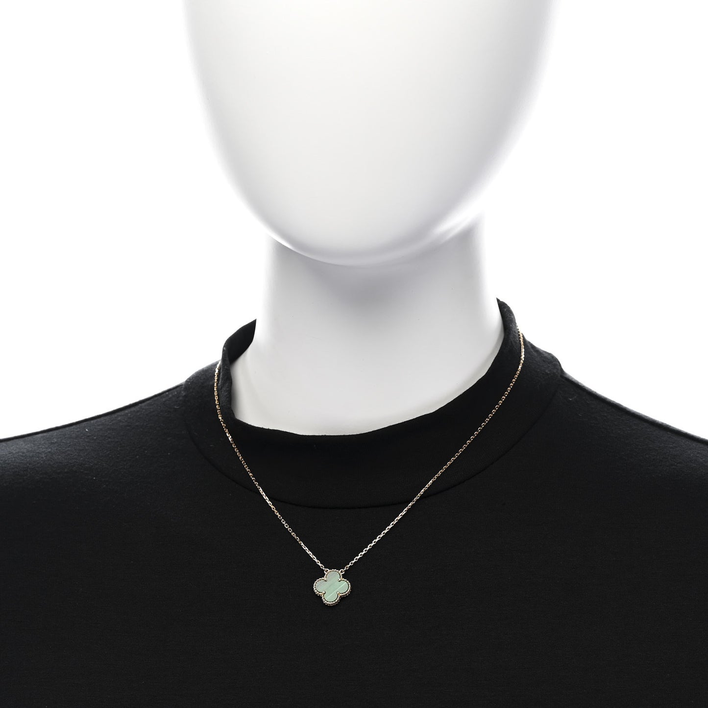 18K Yellow Gold Malachite Vintage Alhambra Pendant Necklace