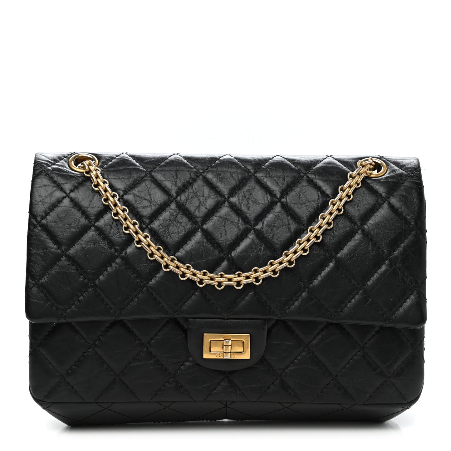 Aged Calfskin Quilted 2.55 Reissue 226 Flap Black