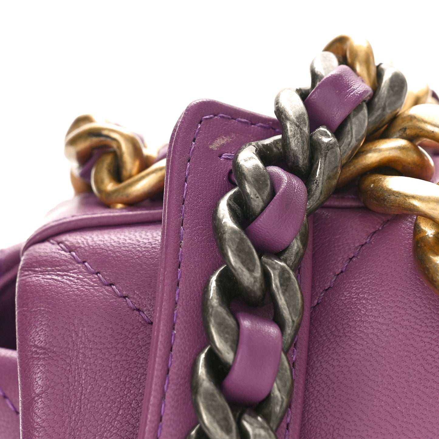 Goatskin Quilted Large Chanel 19 Flap Purple