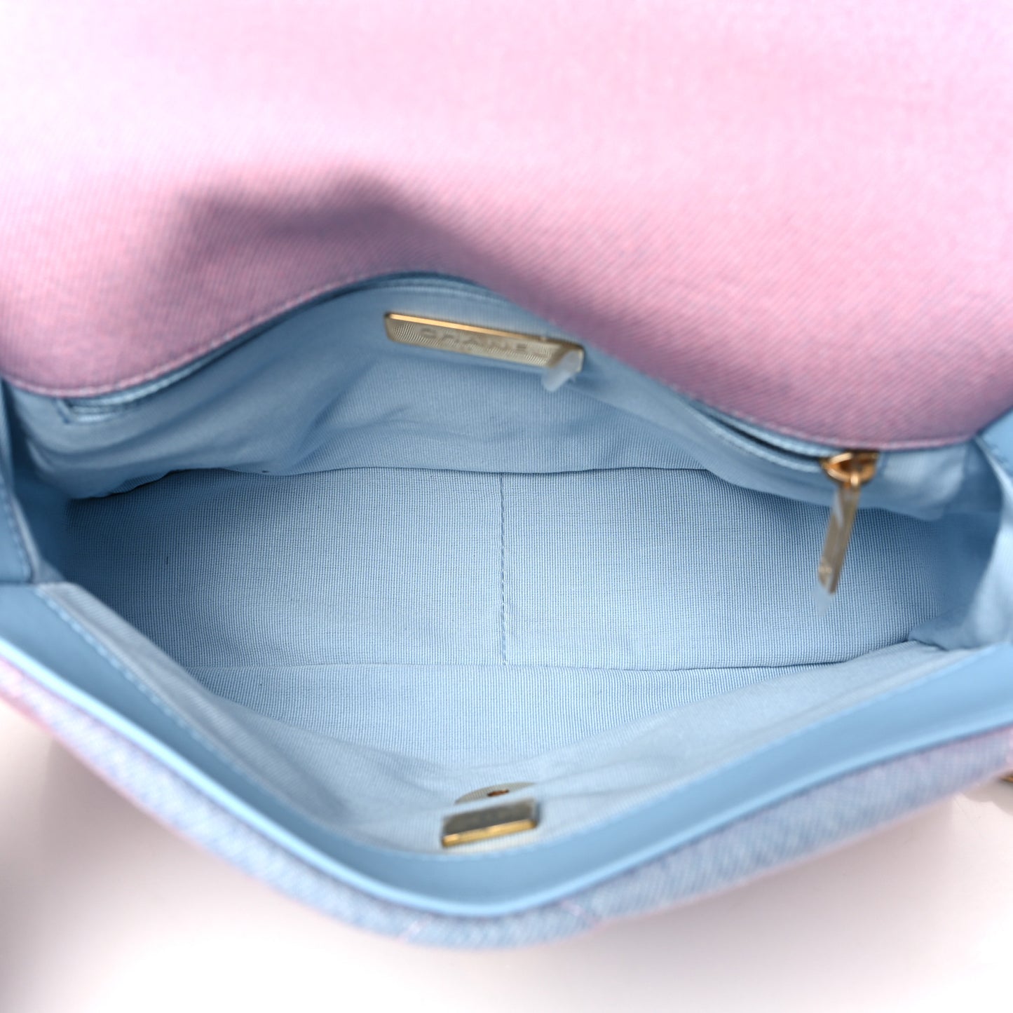 Denim Quilted Medium Chanel 19 Flap Blue Pink