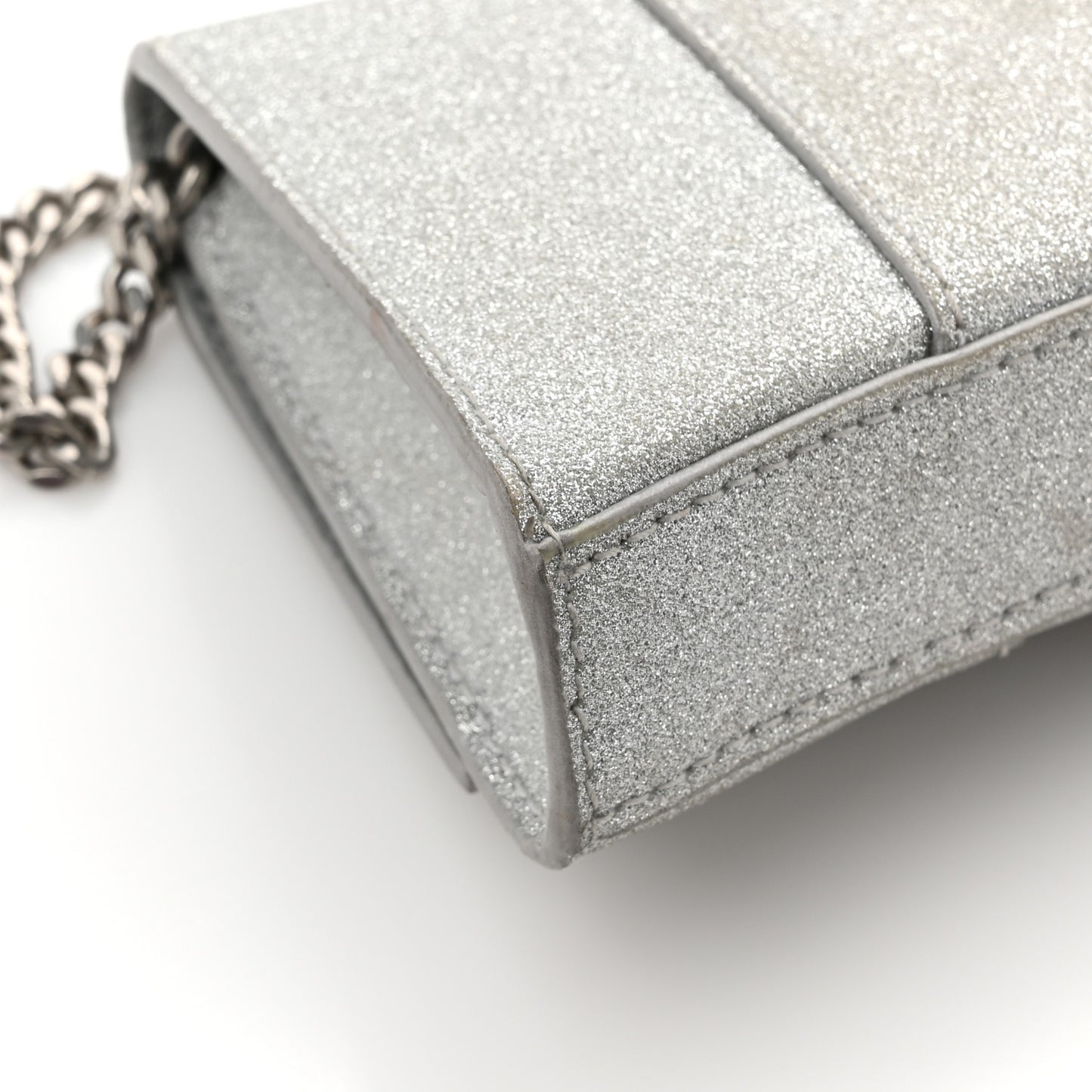 Sparkling Fabric XS Hourglass Wallet On Chain Silver