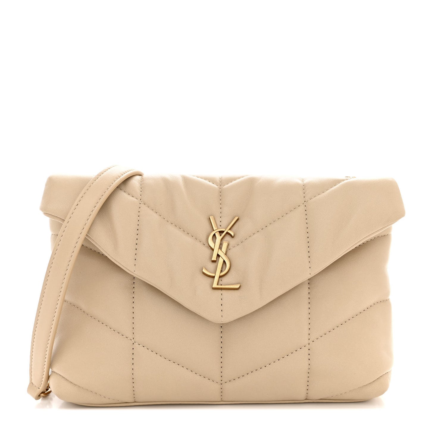 Lambskin Quilted Toy Loulou Puffer Monogram Chain Satchel Dark Beige