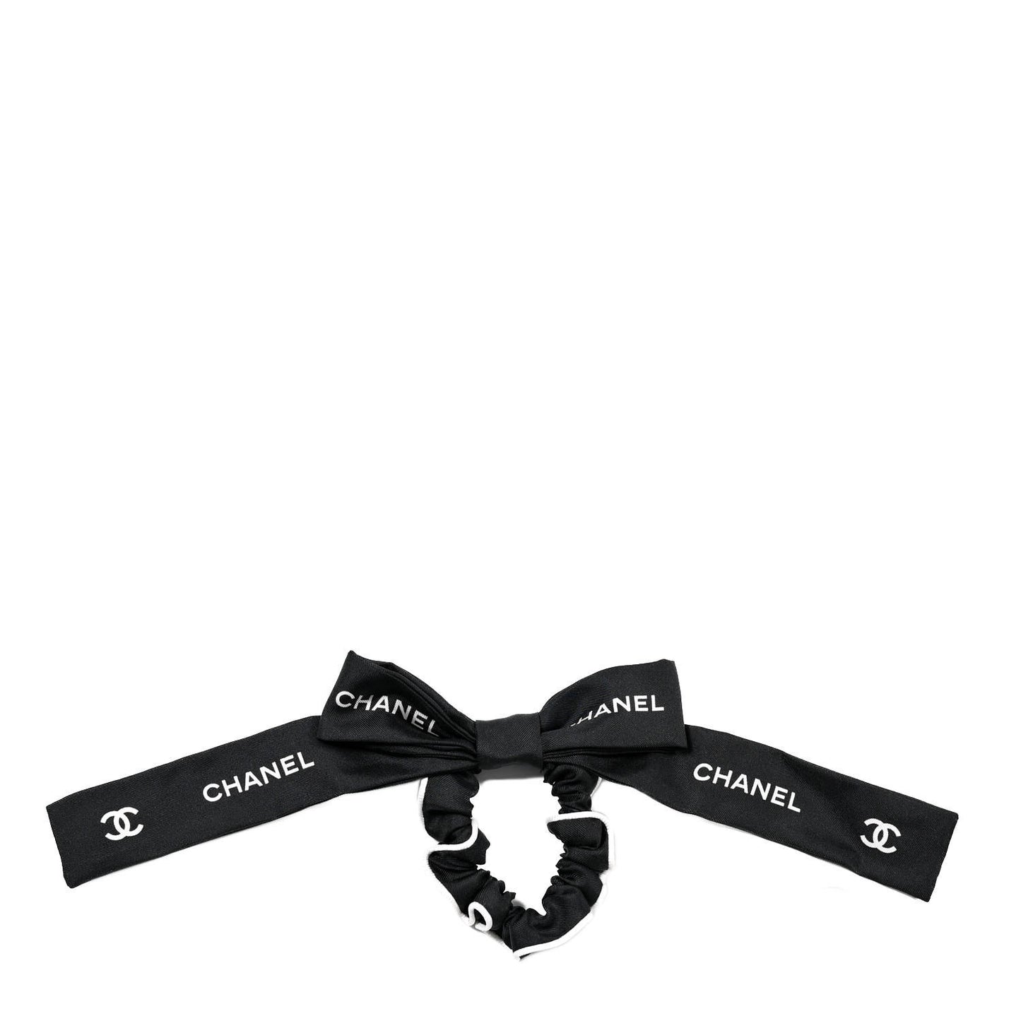 Silk CC Hair Tie Black Ecru