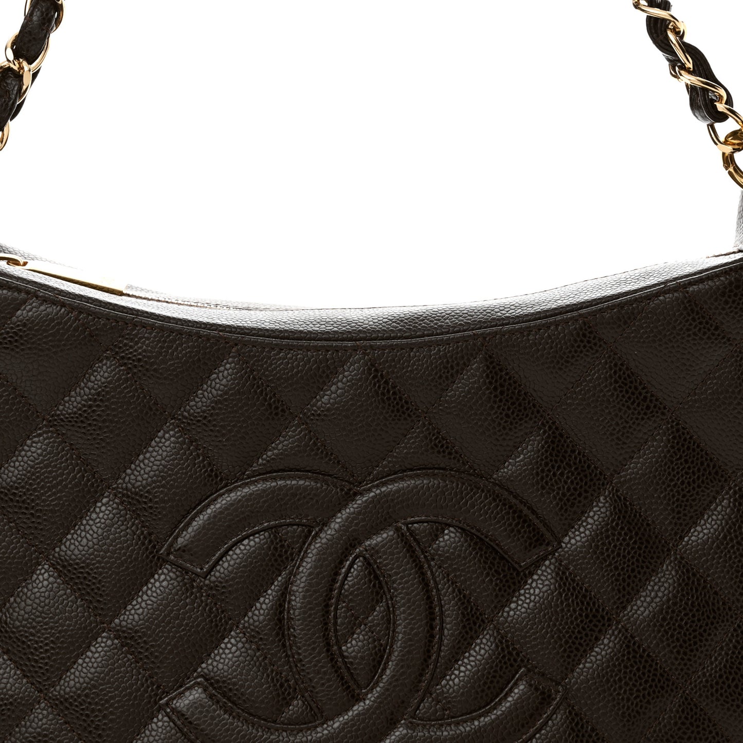 Caviar Quilted Timeless CC Shoulder Bag Brown