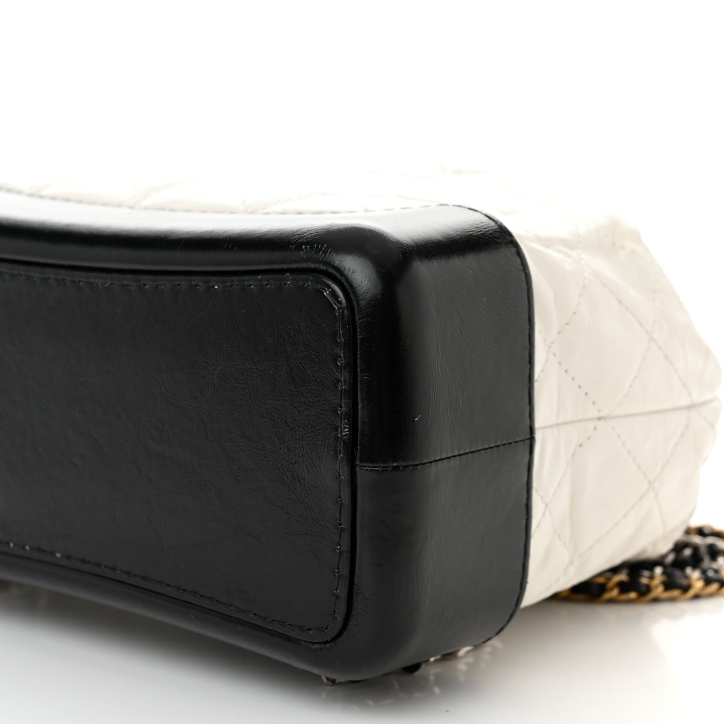 Aged Calfskin Quilted Gabrielle Backpack Black White