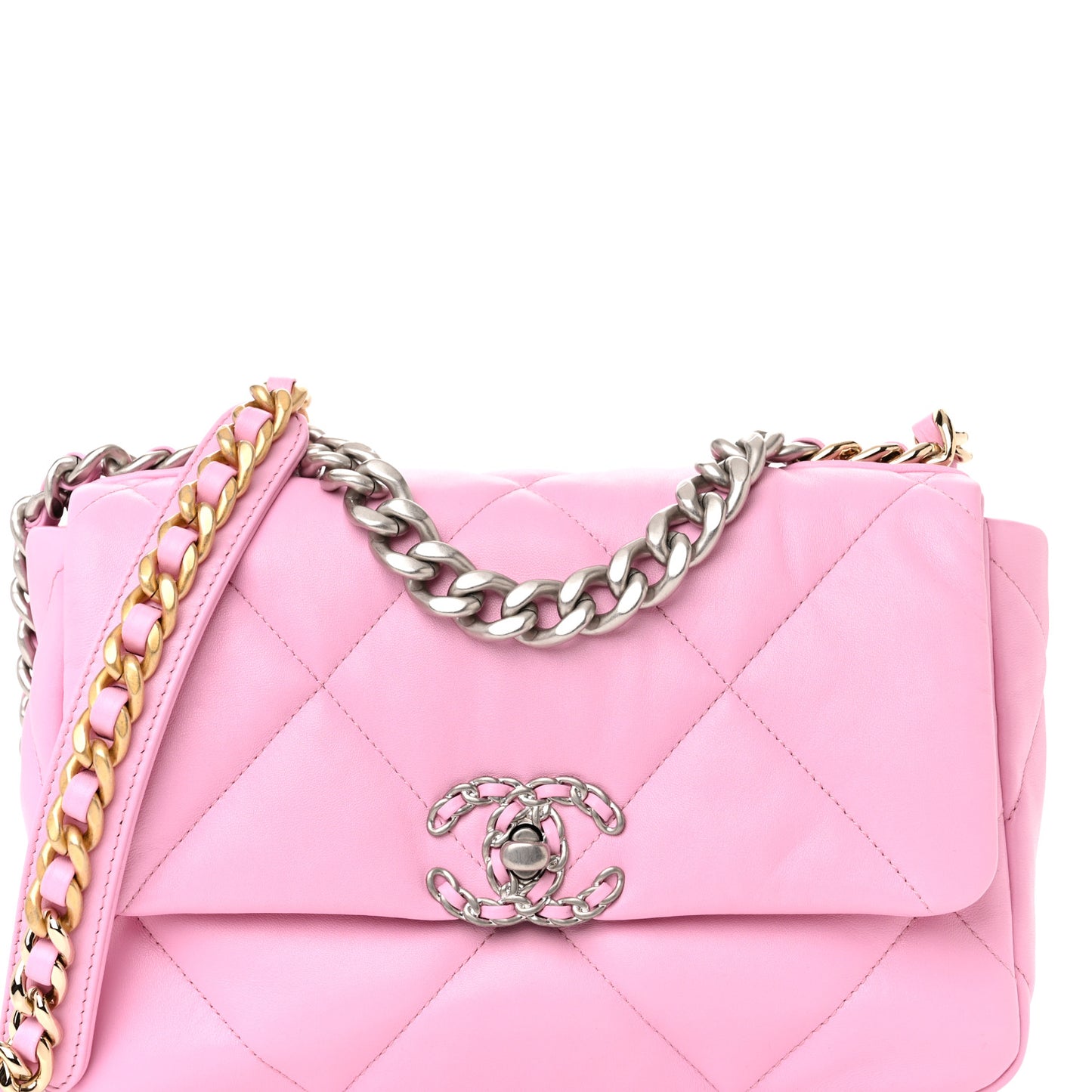 Lambskin Quilted Medium Chanel 19 Flap Pink