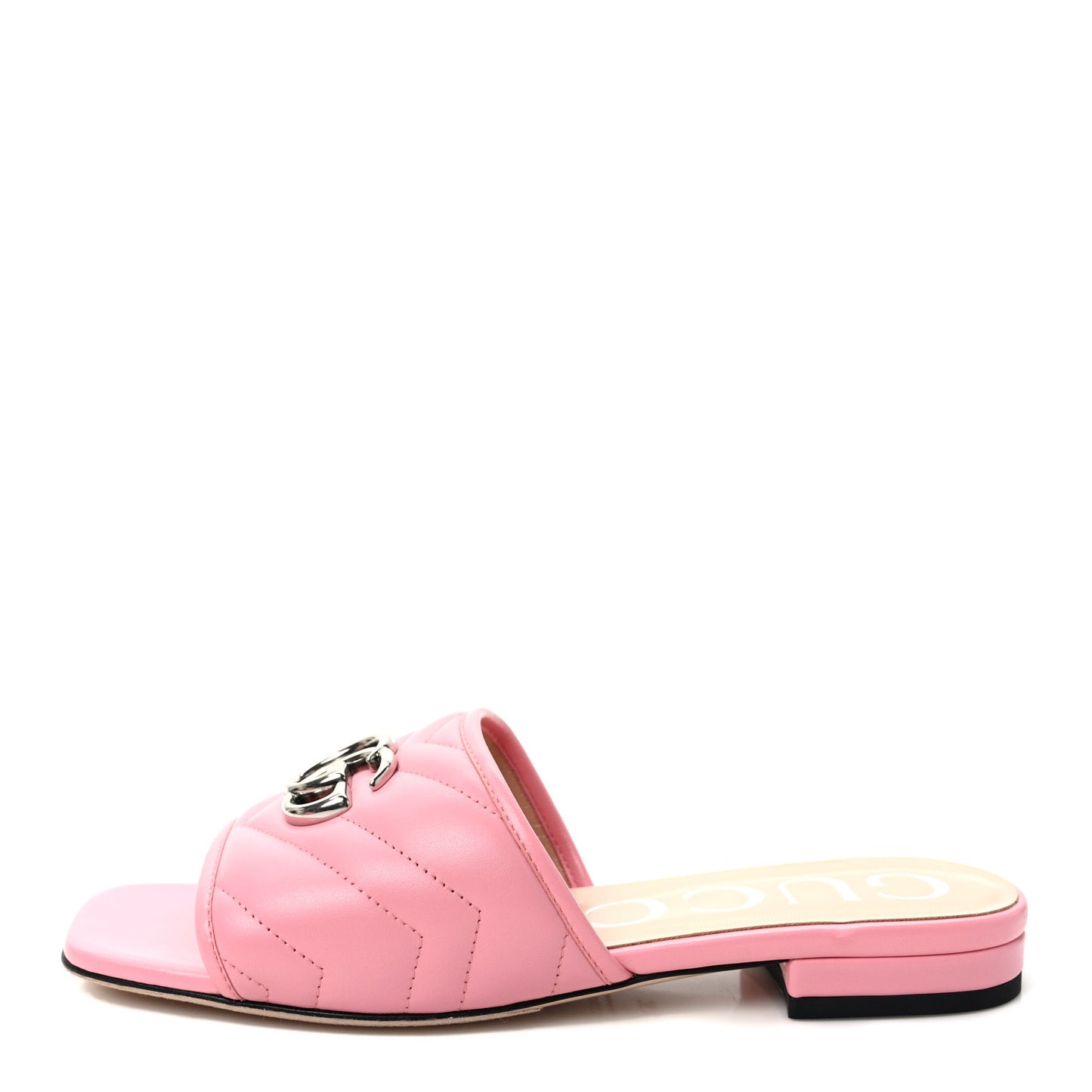 Nappa Matelasse GG Marmont Flat Slide Sandals 36.5 Wild Rose