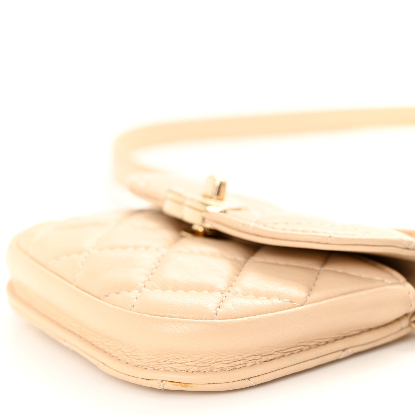 Tweed Lambskin Quilted Waist Bag With Coin Purse Beige