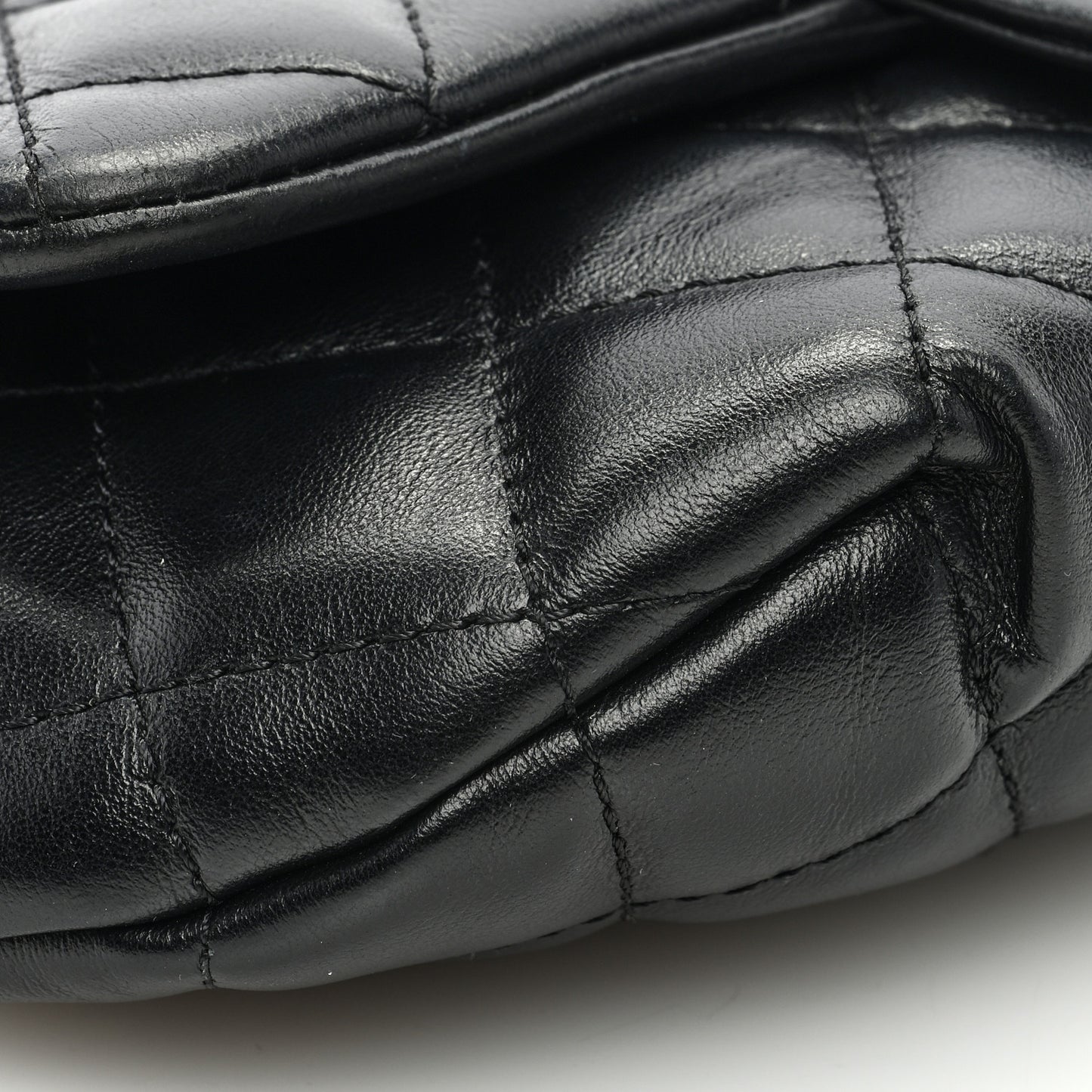 Calfskin Quilted CC Uniform Flap Belt Bag Black