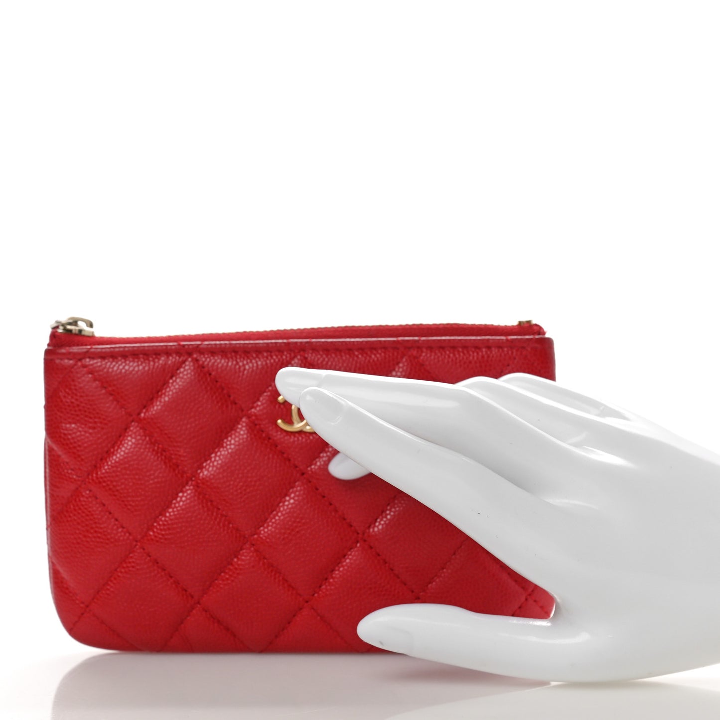 Caviar Quilted Small Cosmetic Case Red
