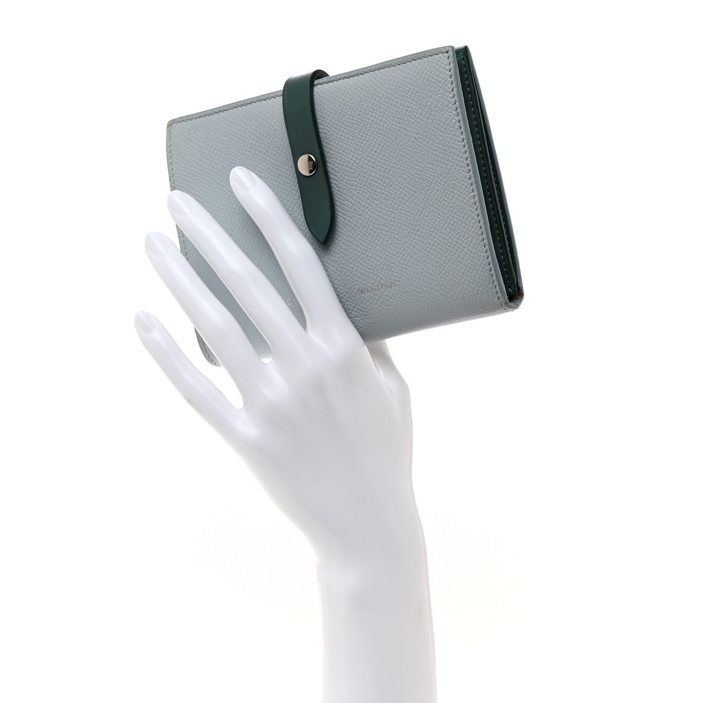 Grained Calfskin Medium Multifunction Strap Wallet Pale Blue