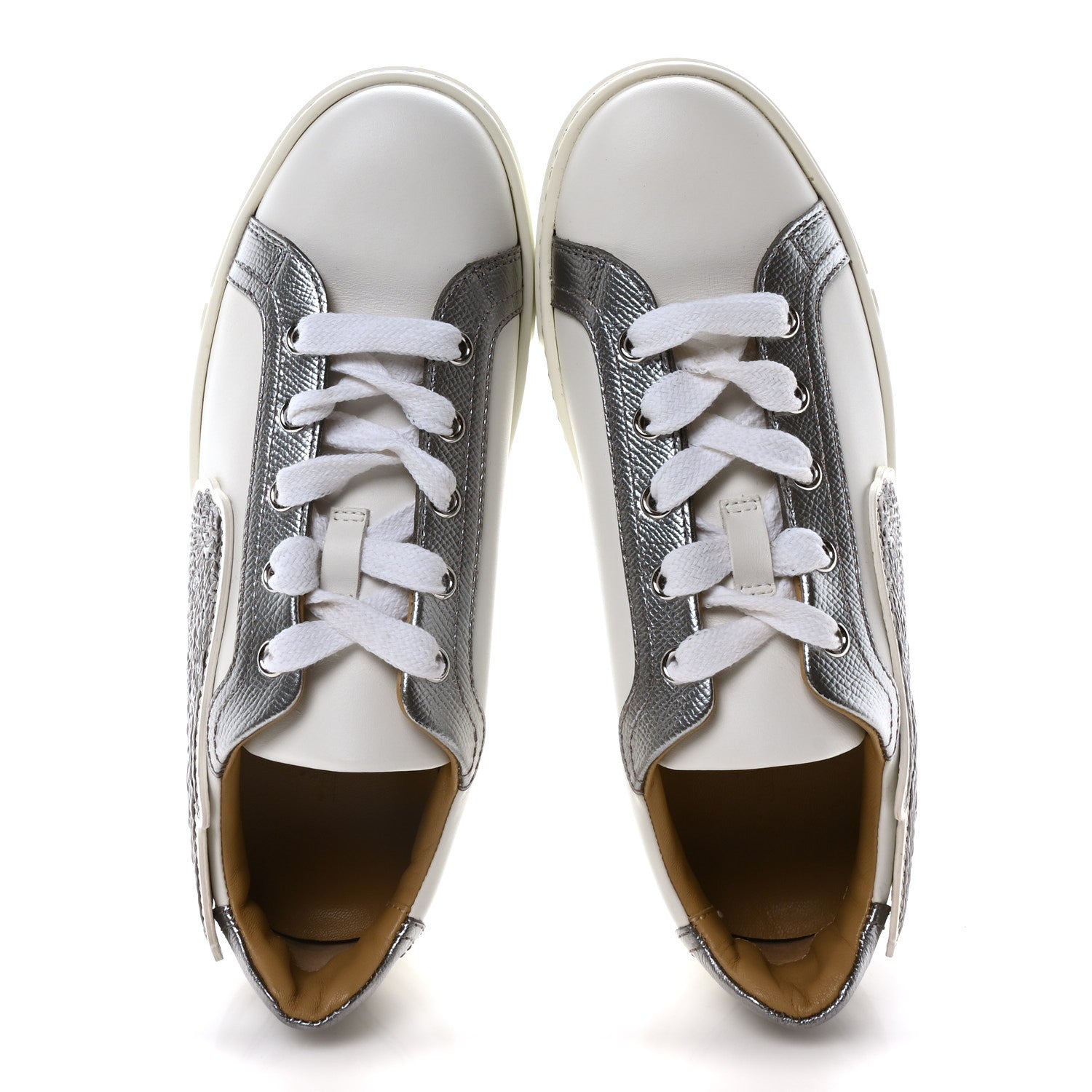 Hermes Calfskin Epsom Womens Velvet Sneakers 36 White Silver 2 of 9
