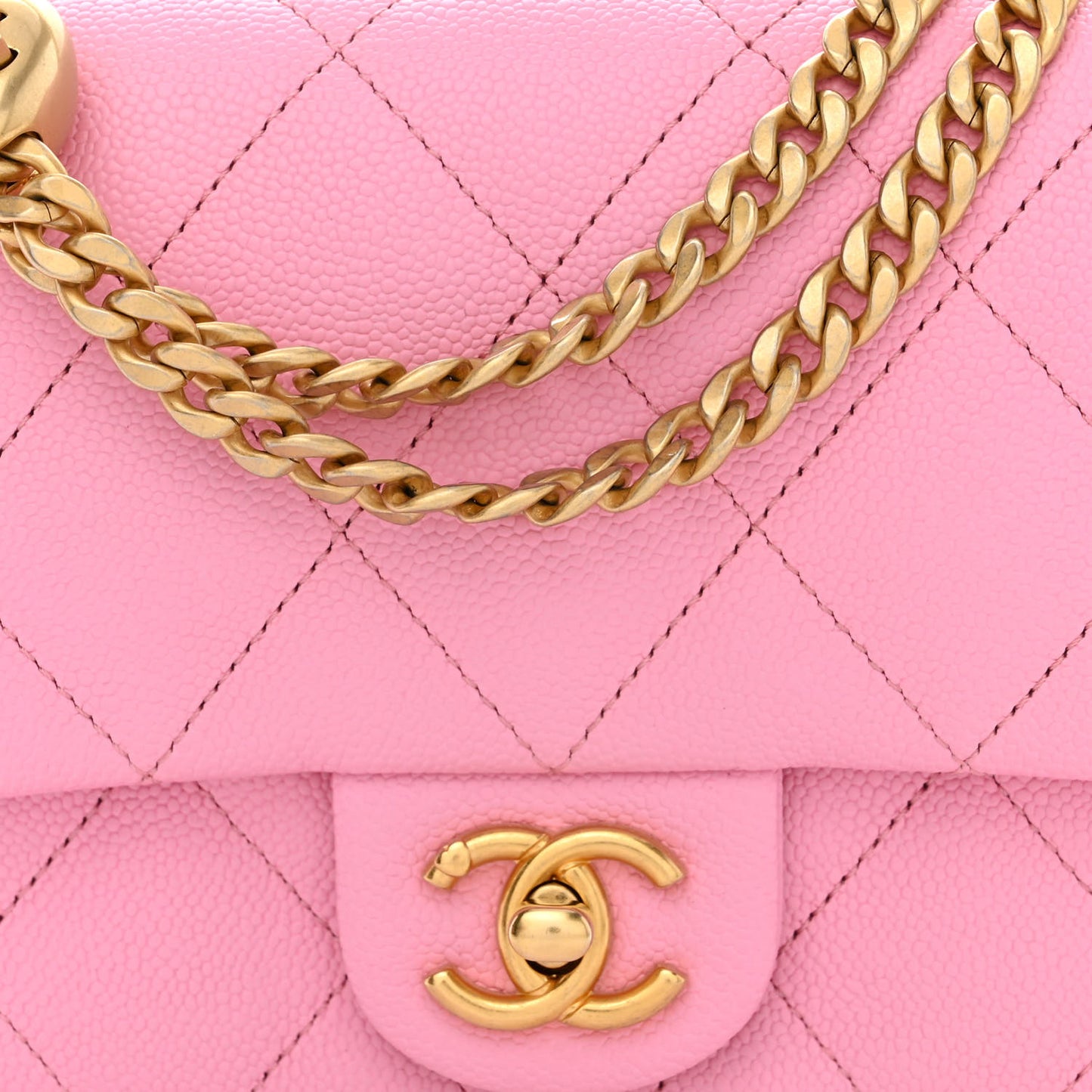 Caviar Quilted Mini Sweetheart Flap Lilac