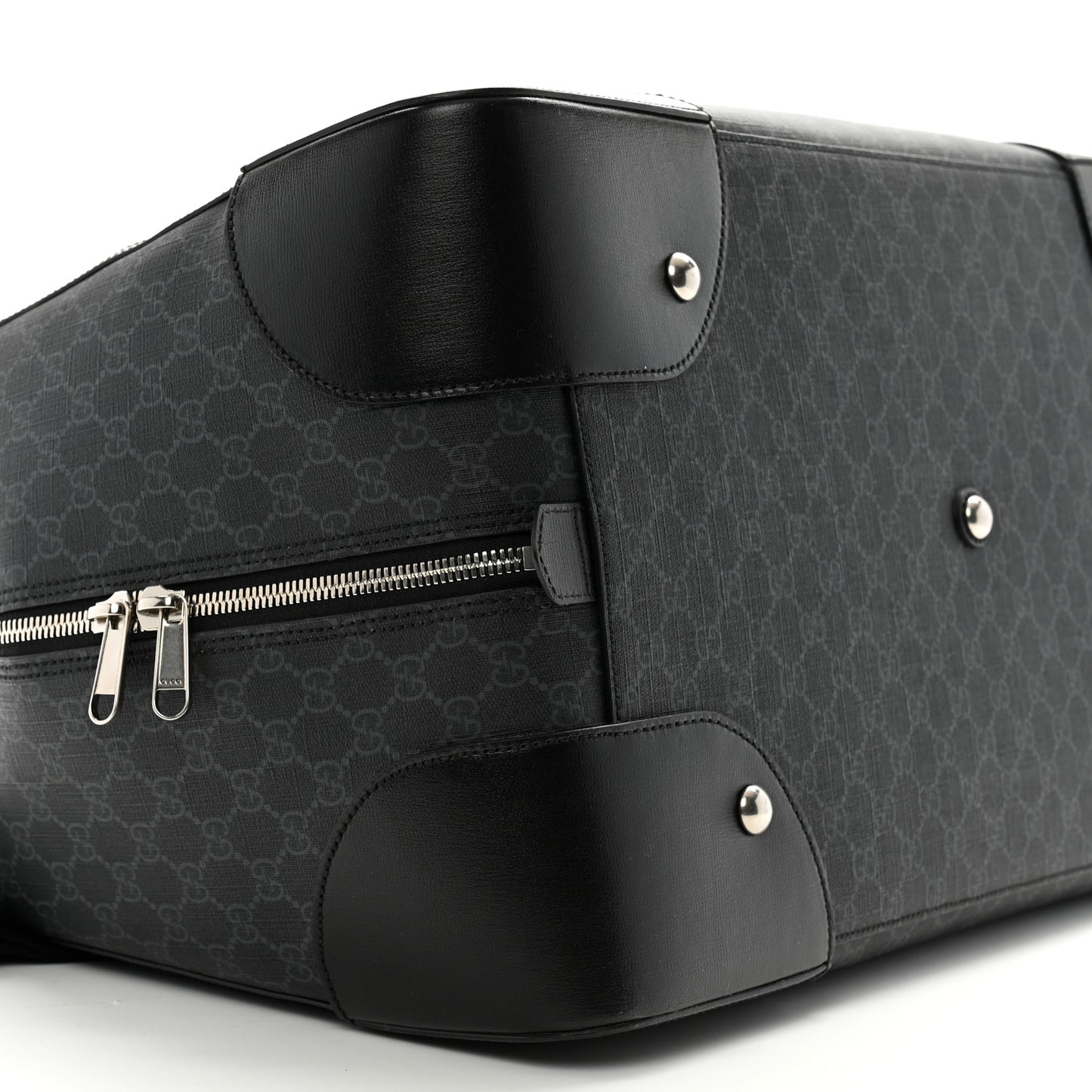 GG Supreme Monogram Azalea Calfskin Retro Interlocking G Large Duffle Bag Black Grey