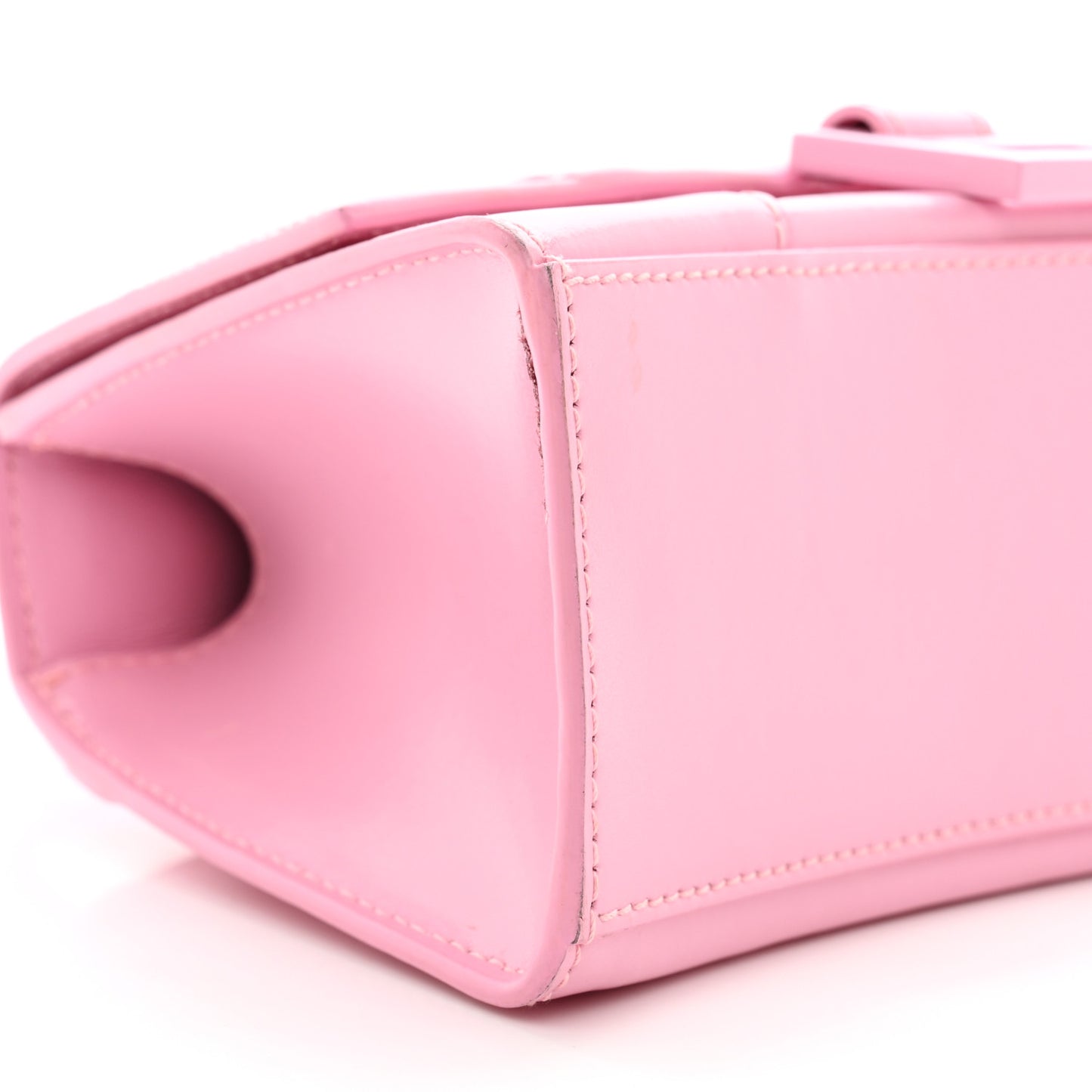 Shiny Box Calfskin Tonal B Hourglass Top Handle Bag XS Candy Pink
