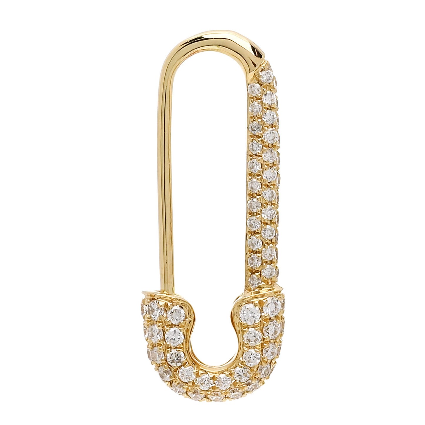 18K Yellow Gold Diamond Mini Safety Pin Earring