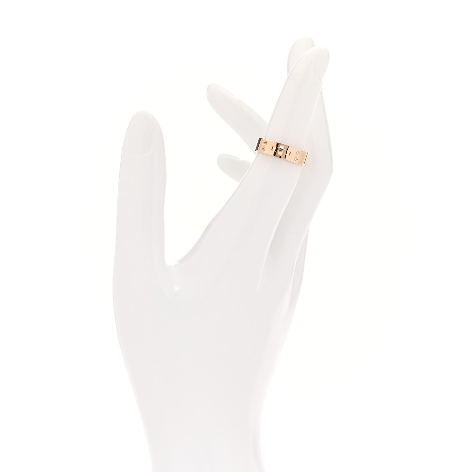 Hermes 18K Rose Gold Diamond PM Kelly Ring 50 5.5 2 of 5
