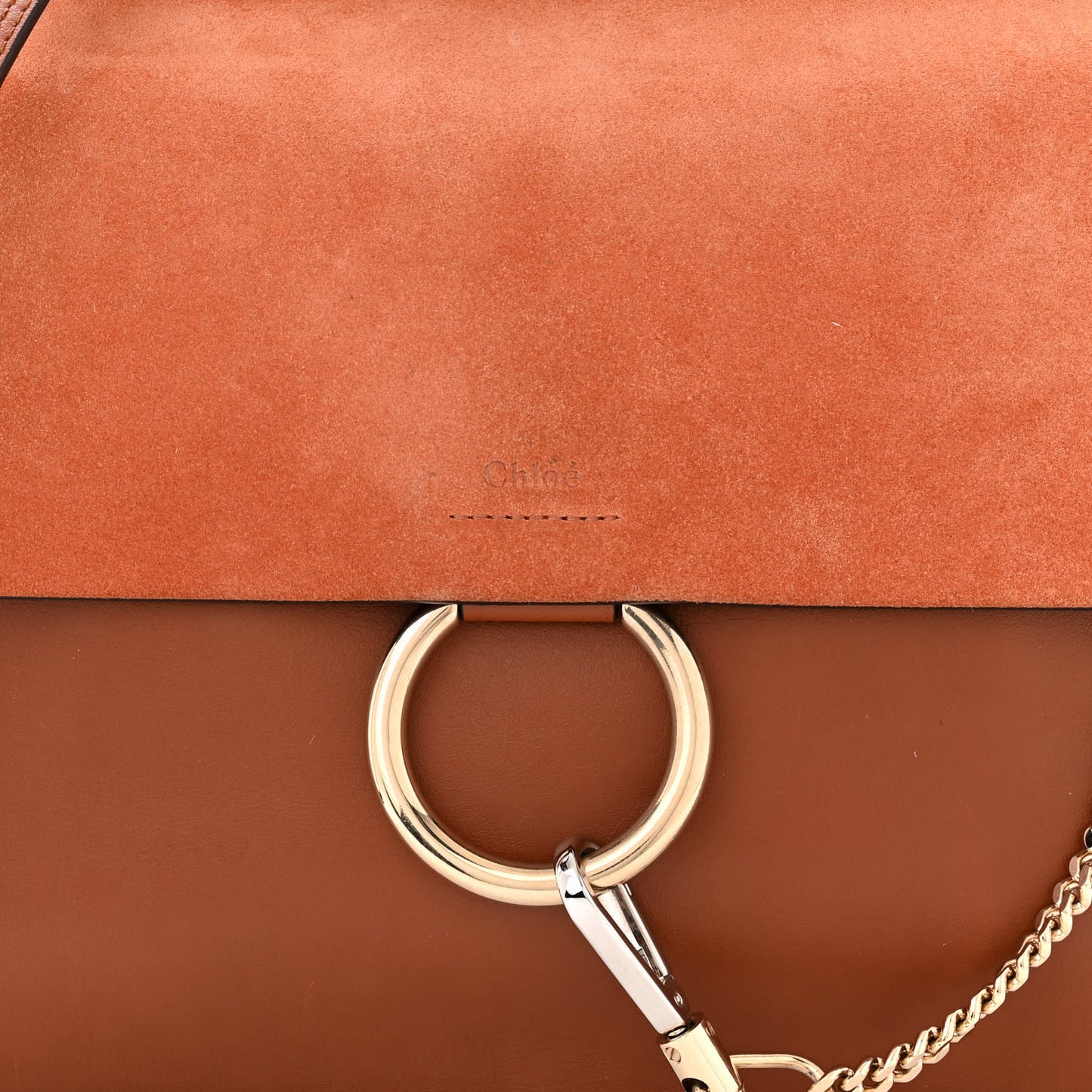 Suede Calfskin Medium Faye Shoulder Bag Tobacco