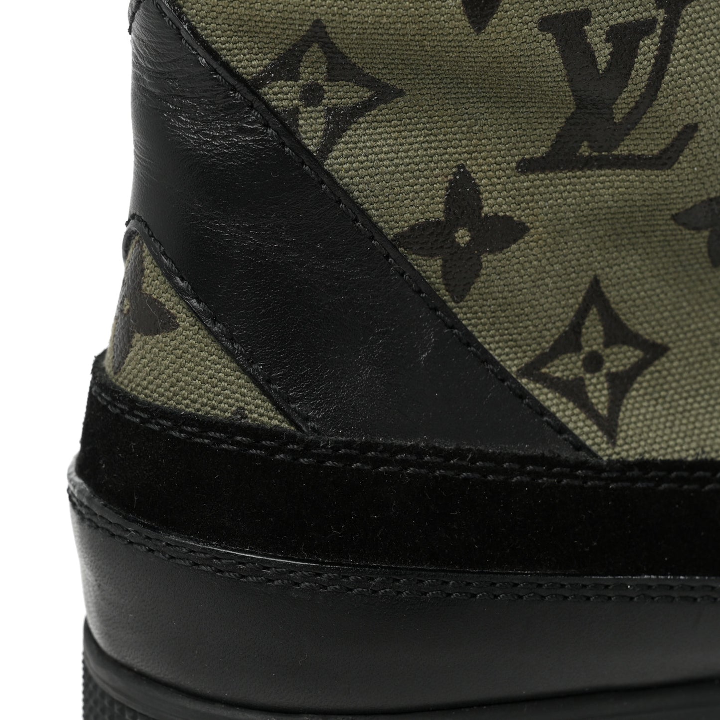 Suede Monogram Laureate Platform Desert Boots 36.5 Kaki Black
