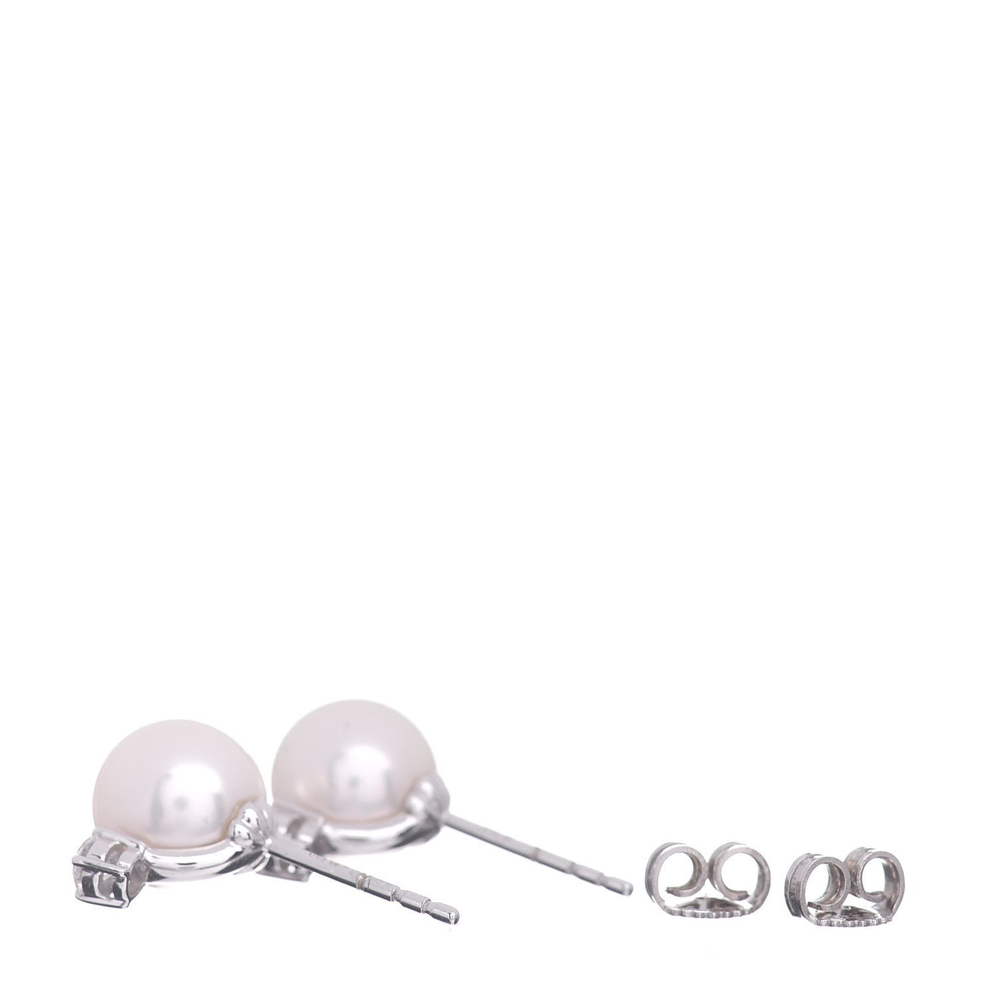 18K White Gold Diamond Akoya Pearl 9mm Stud Earrings