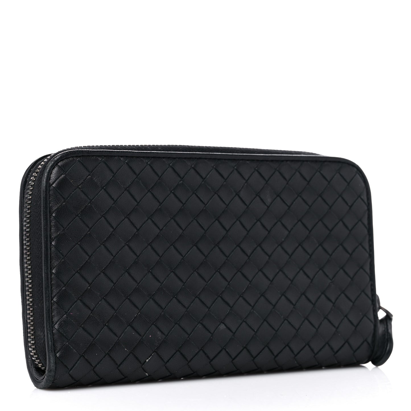 Nappa Intrecciato Zip Around Wallet Black