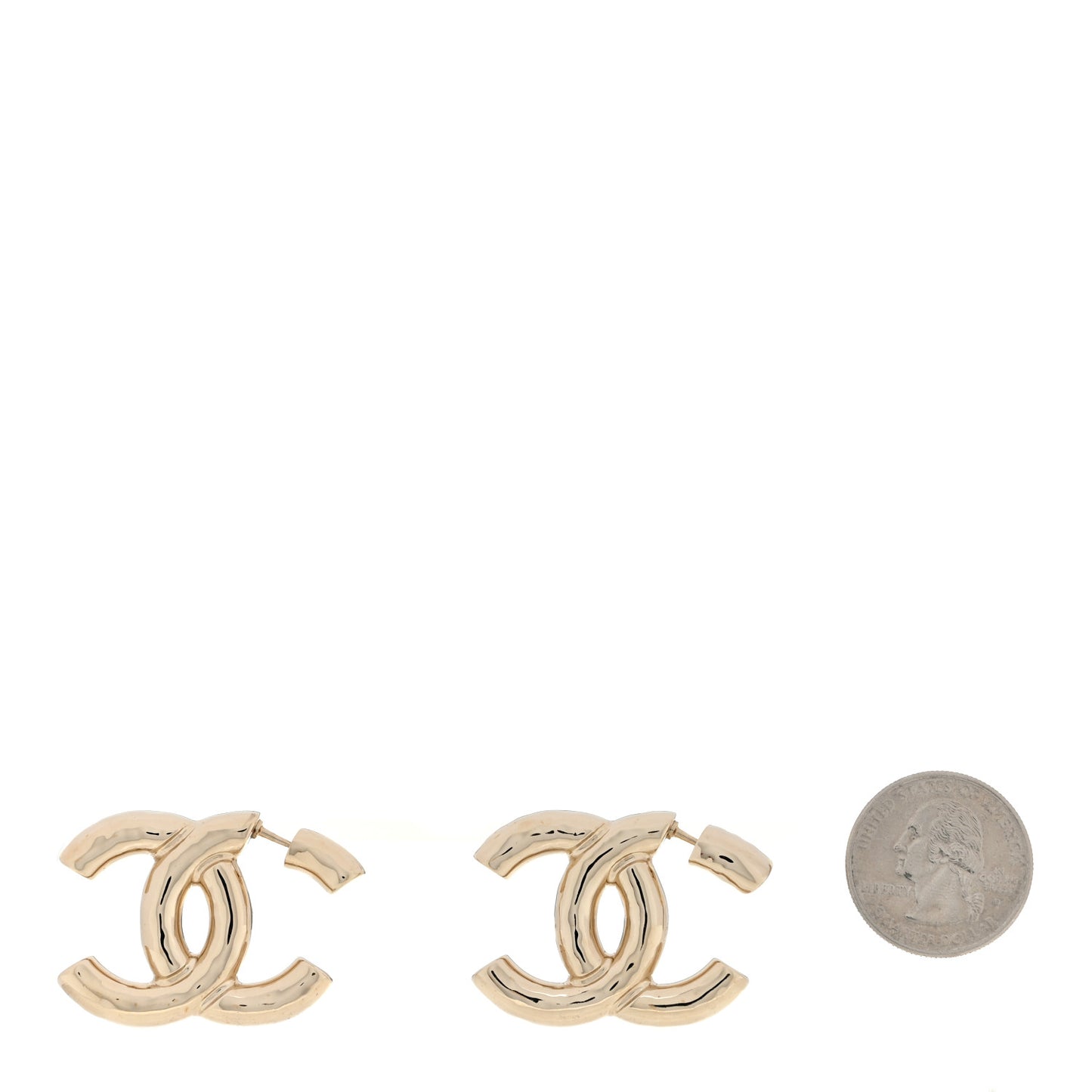 Metal Large CC Earrings Light Gold