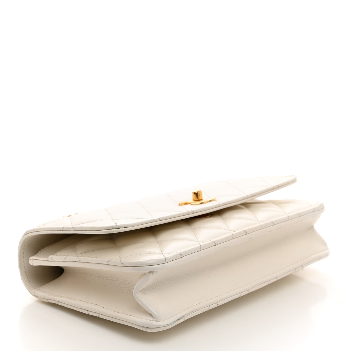 Shiny Calfskin Quilted Multicolor Top Handle Wallet On Chain WOC White