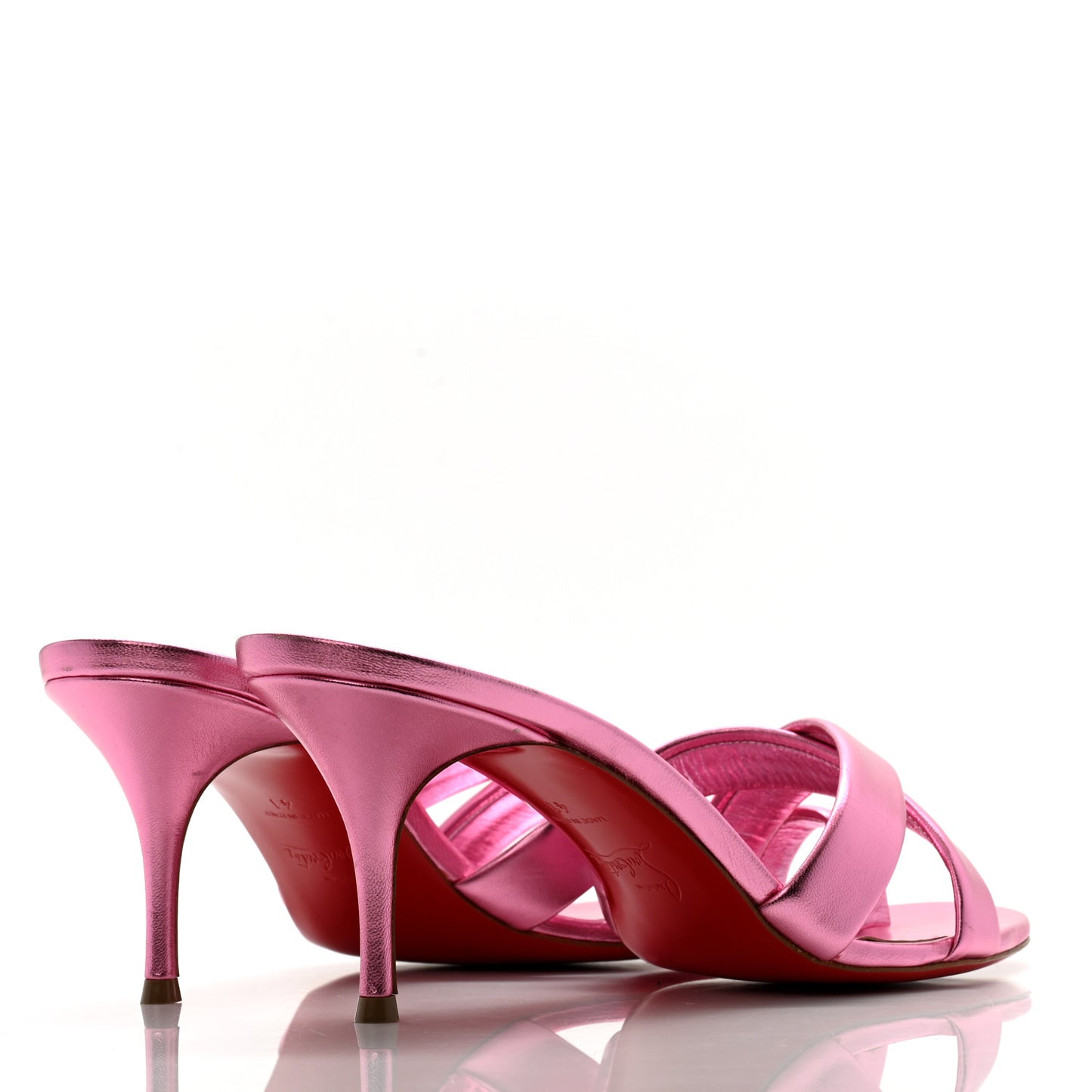 Metallic Calfskin Simply Me 70 Slide Sandals 41 Pink